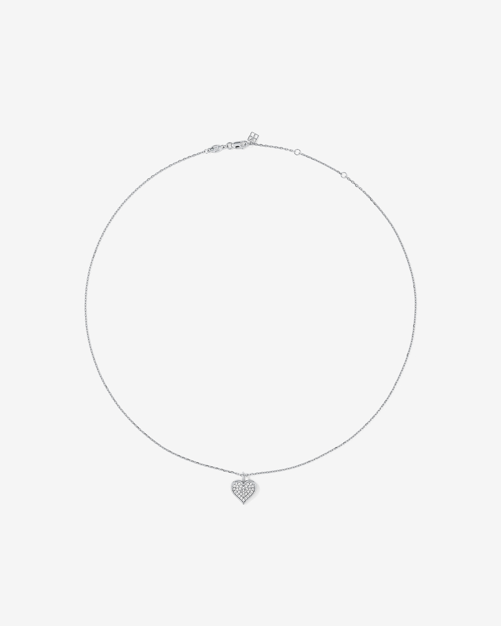 Cubic Zirconia Closed Heart Pendant Necklace in Sterling Silver