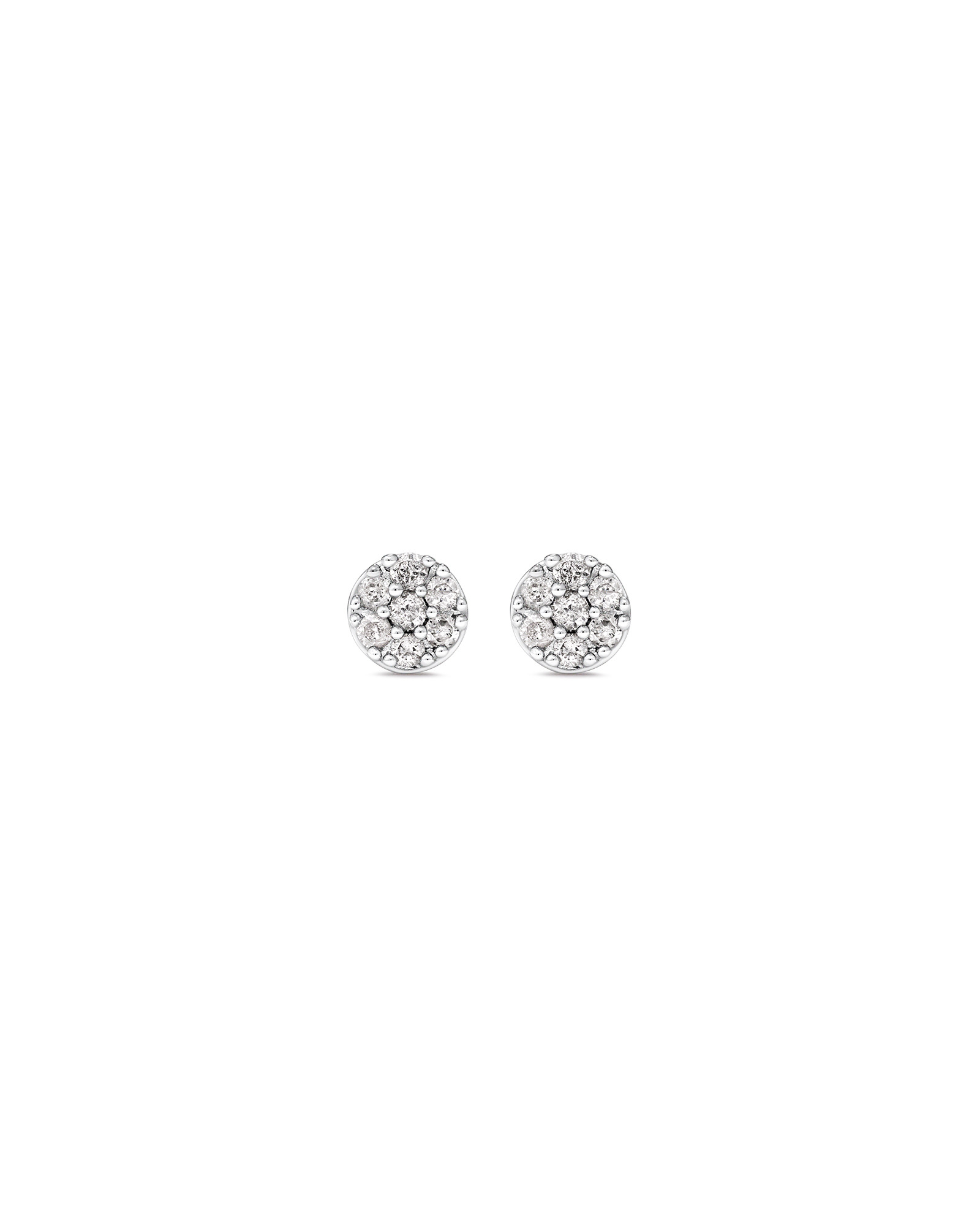 Round Diamond Cluster Stud Earrings in 10kt White Gold