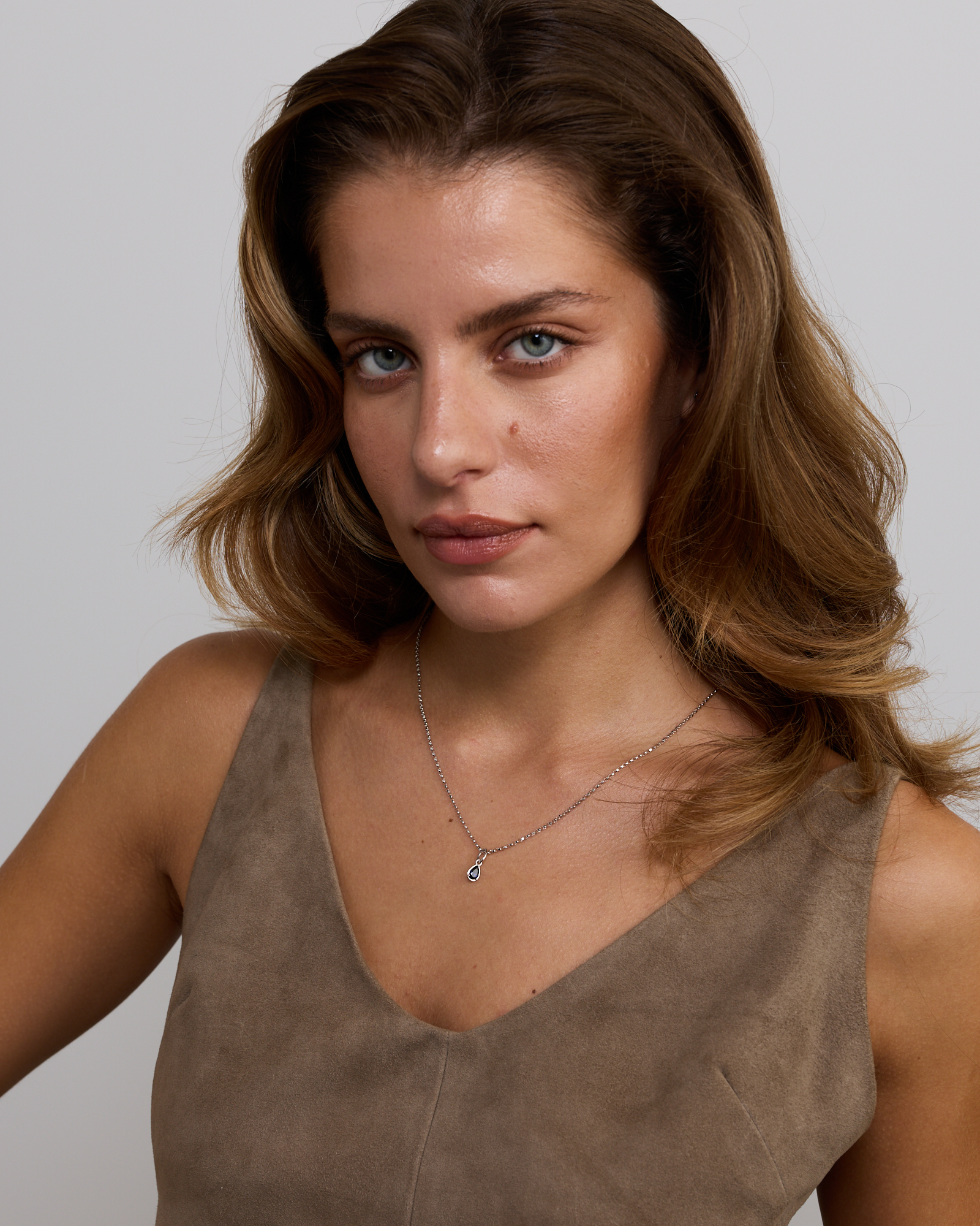 Pear-Cut Created Sapphire Pendant in Sterling Silver