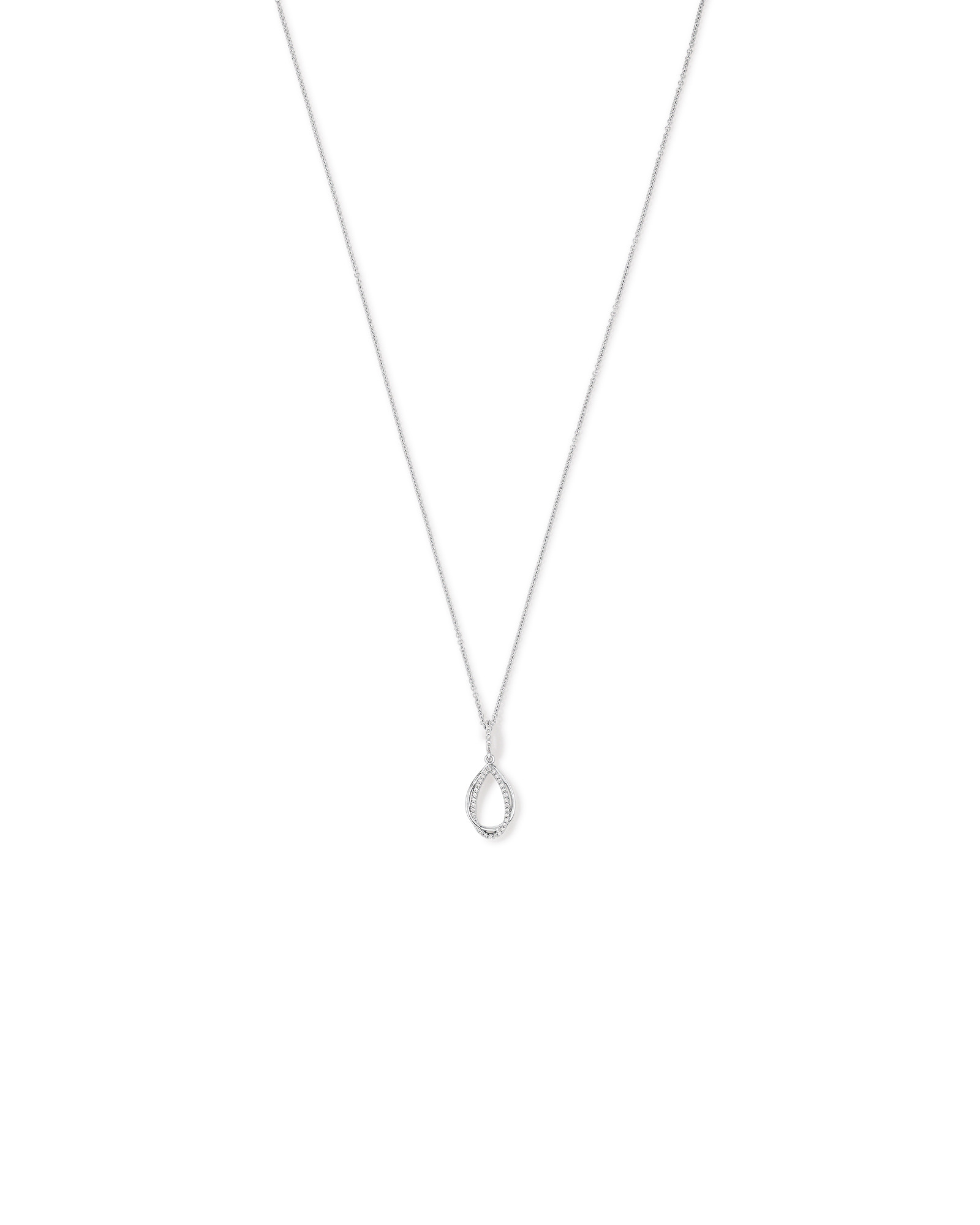Cubic Zirconia Interlaced Oval Pendant Necklace in Sterling Silver