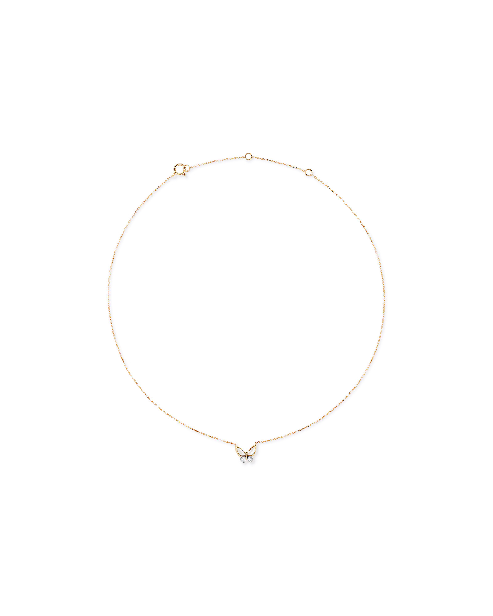 Children's Mother of Pearl Butterfly Pendant with Chain in 10kt Yellow Gold