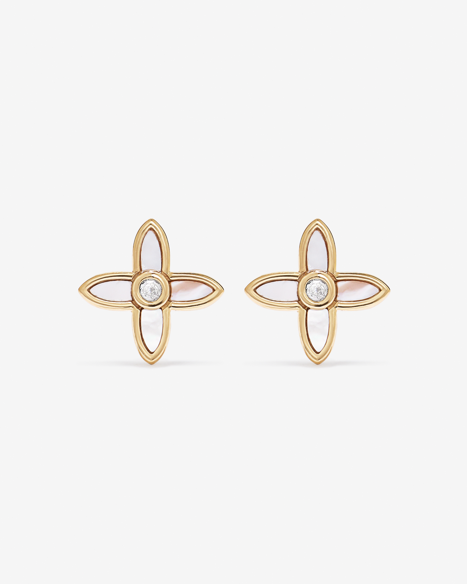 Mother of Pearl Flower Pendant and Stud Earrings Set in 18kt Gold Vermeil
