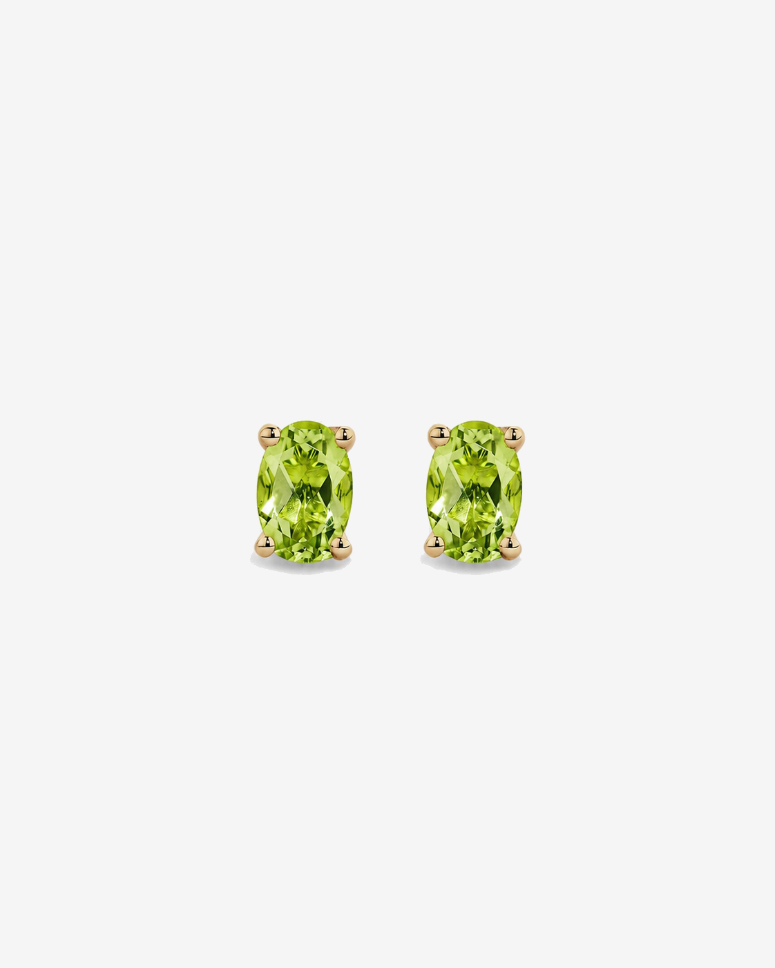 Oval Peridot Stud Earrings in 10kt Yellow Gold