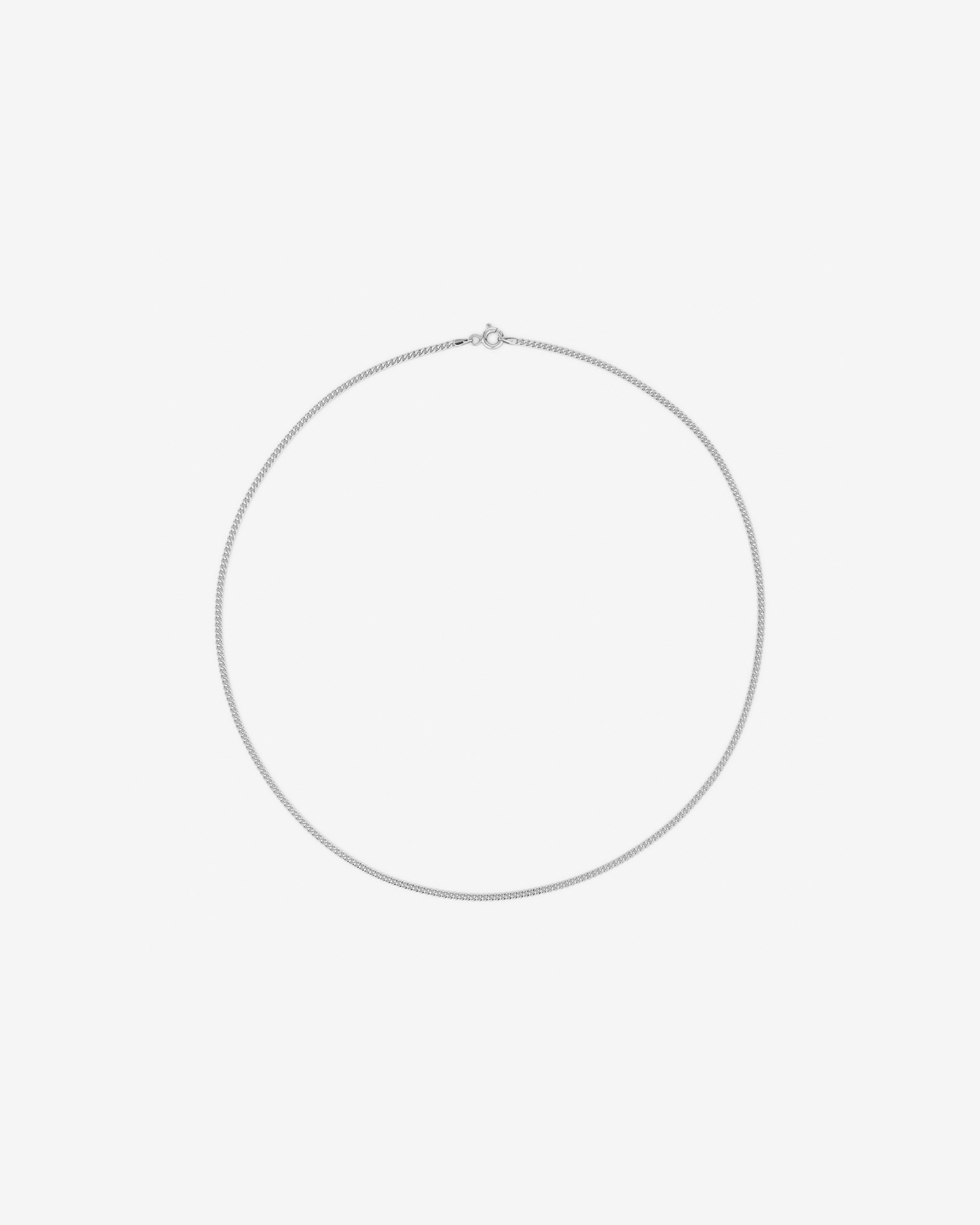 60cm (17") 2.1mm Width Solid Diamond Cut Curb Chain in 10kt White Gold