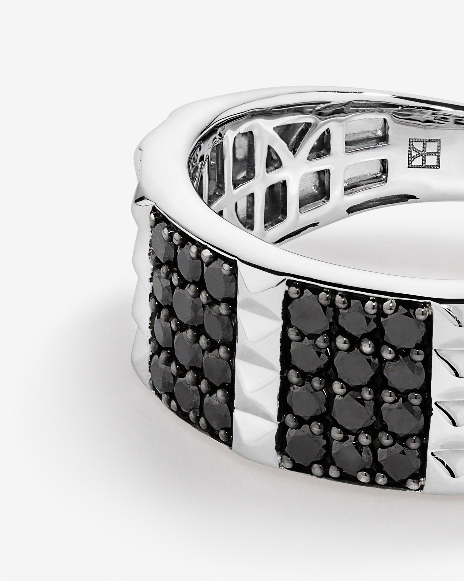 1.00 Carat TW Black and White Diamond Studded Men's Ring in Sterling Silver