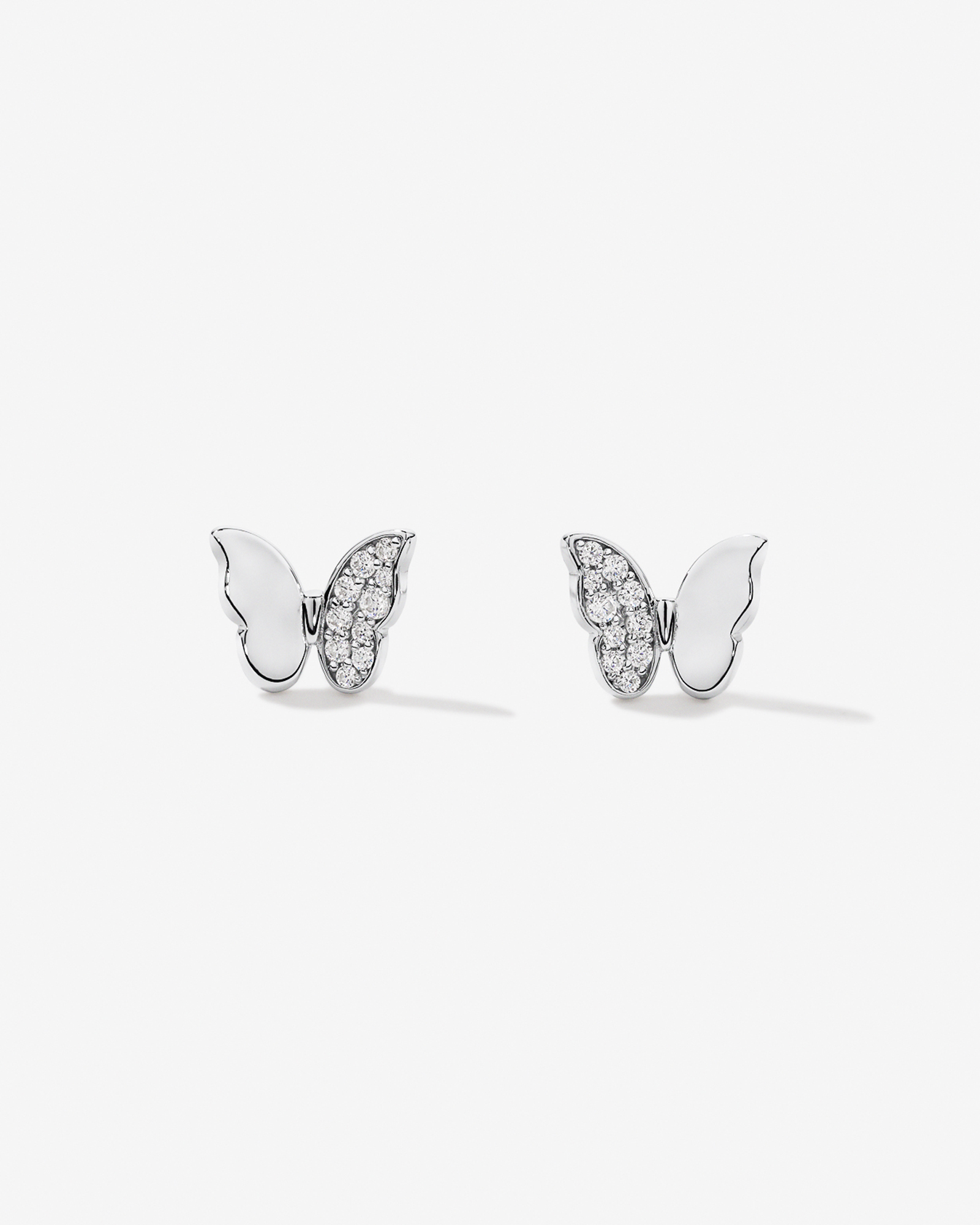 Butterfly Stud Earrings with Cubic Zirconia in Sterling Silver