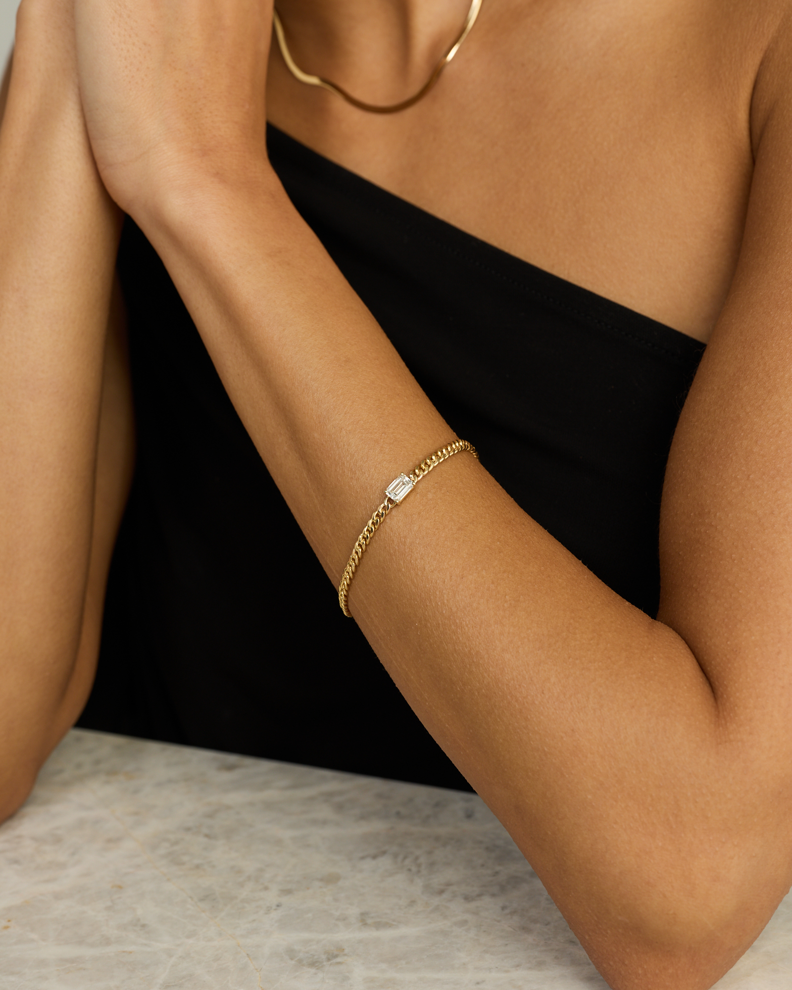 1.00TW Emerald Cut Lab Diamond Bracelet in 10kt Gold
