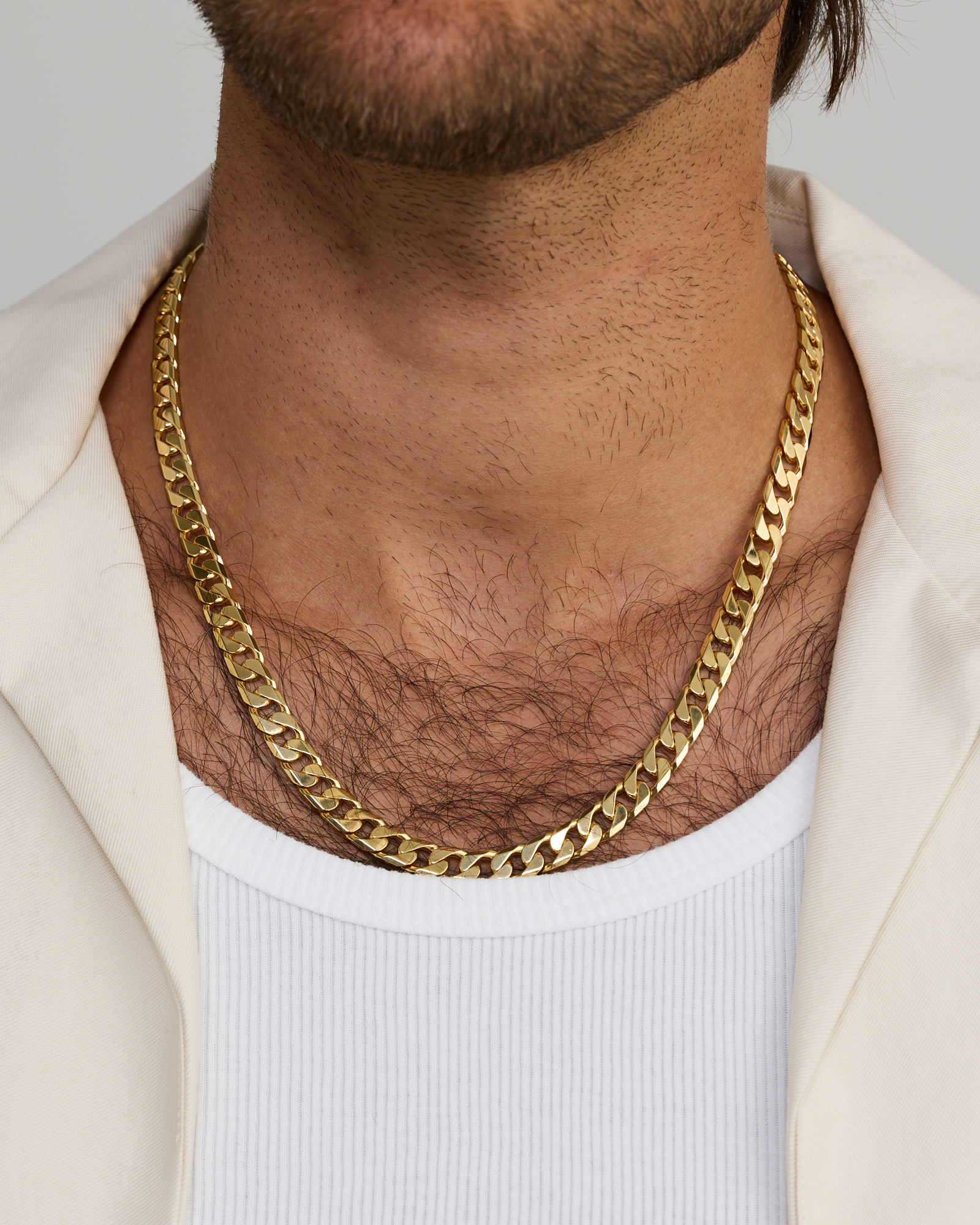 50cm (20") 8mm Curb Chain in 18 Karat Yellow Gold Vermeil