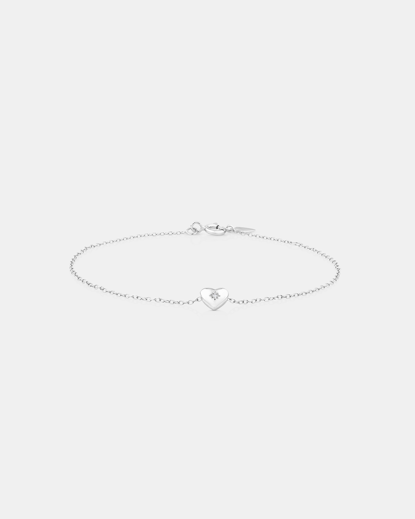 Mini Heart Bracelet with .004TW of Diamonds in Silver
