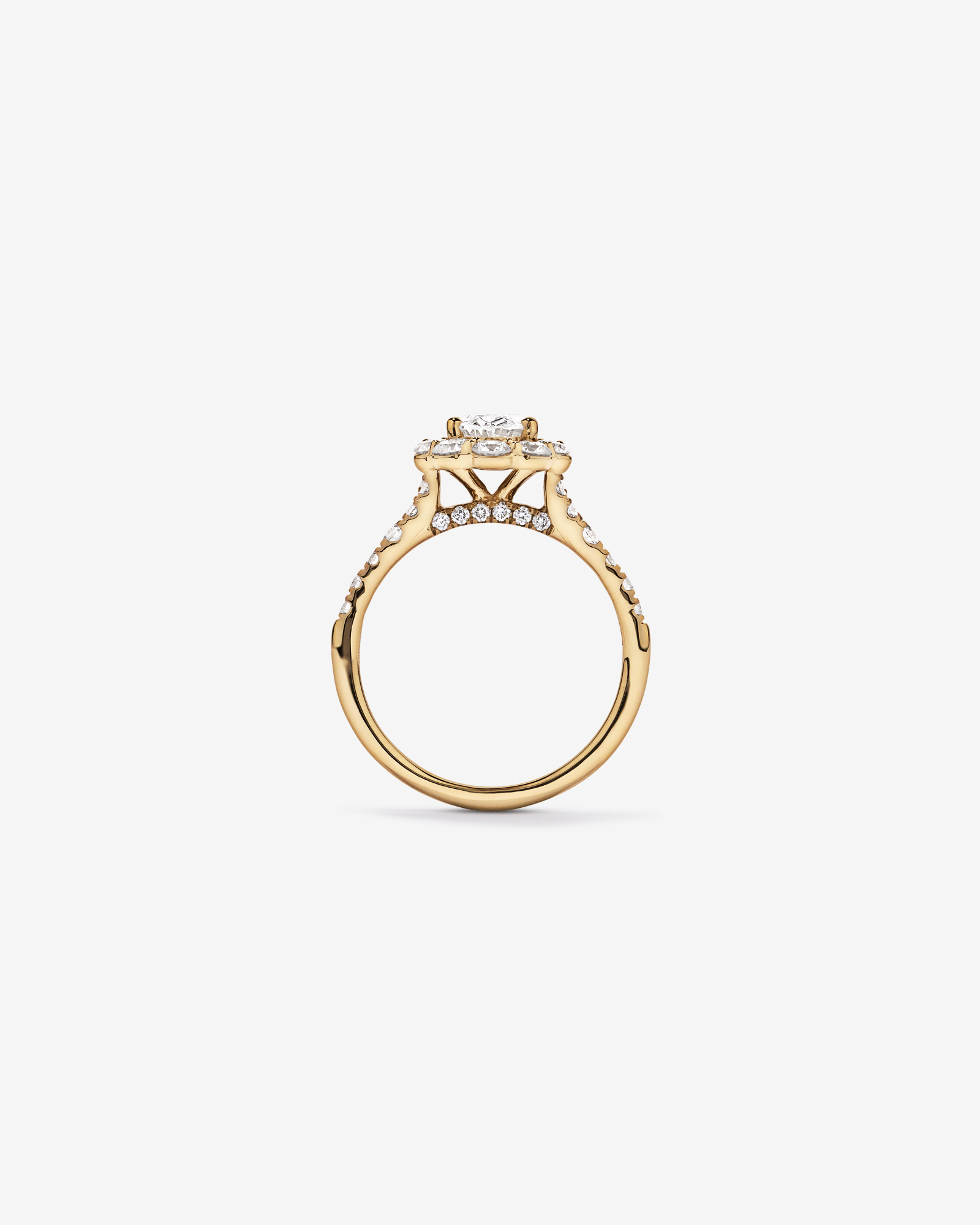 2.15 Carat TW Oval Halo Laboratory-Grown Diamond Ring 14kt Yellow Gold
