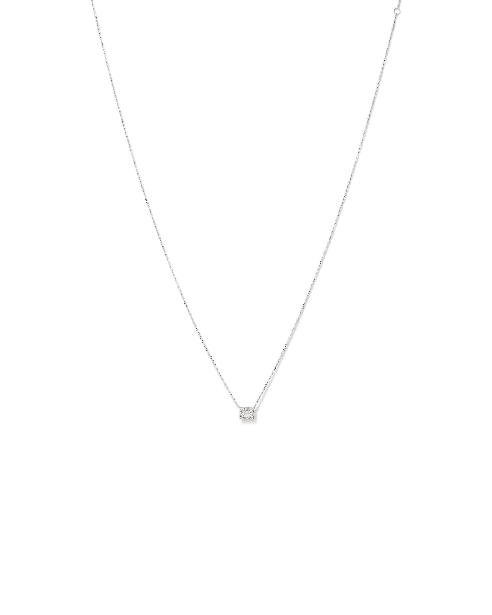 0.23 Carat TW Emerald Diamond Halo Pendant in 10kt White Gold