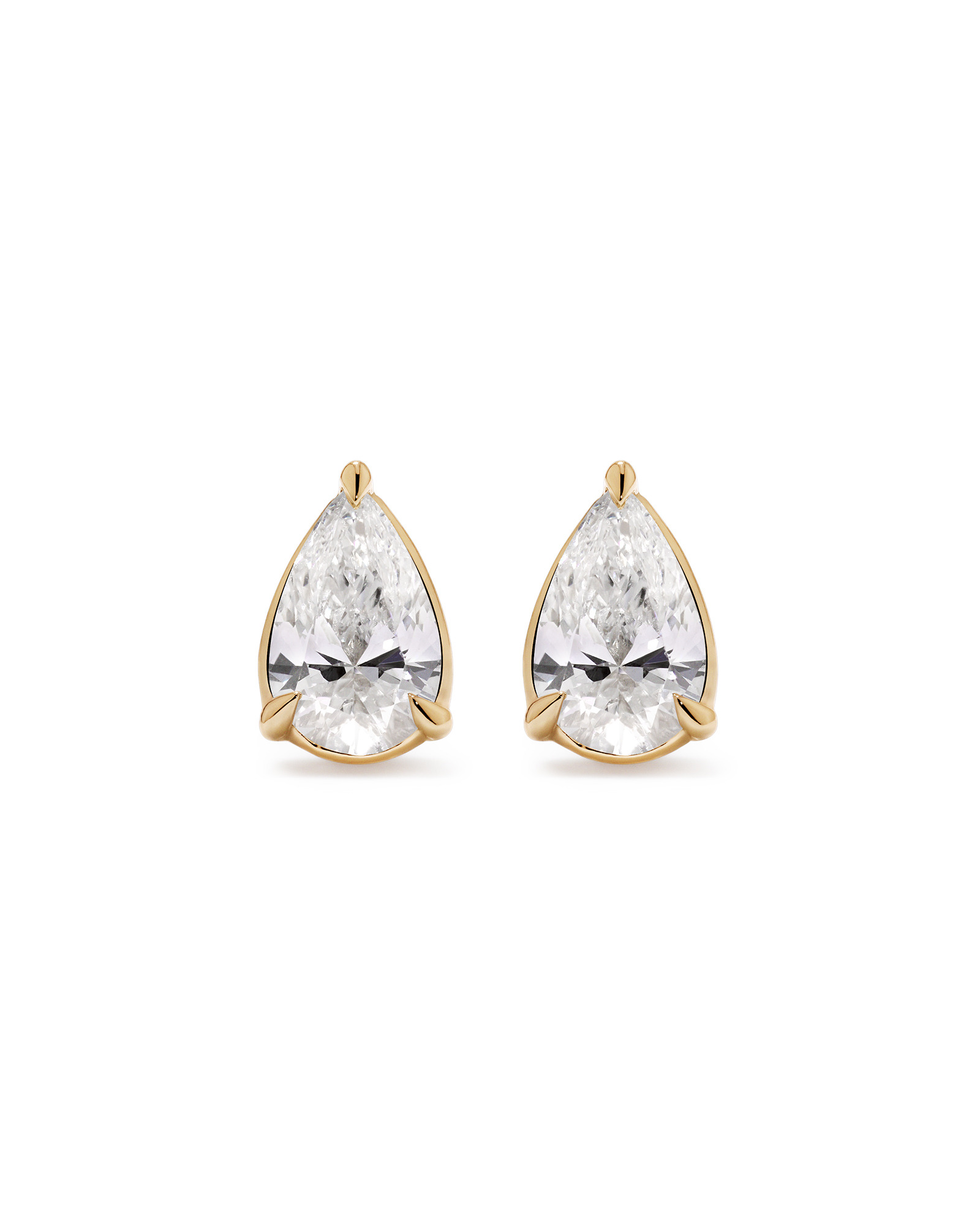 0.64 Carat TW Laboratory-Grown Diamond Pear Bezel Pendant and Earrings Box Set in 10kt Yellow Gold