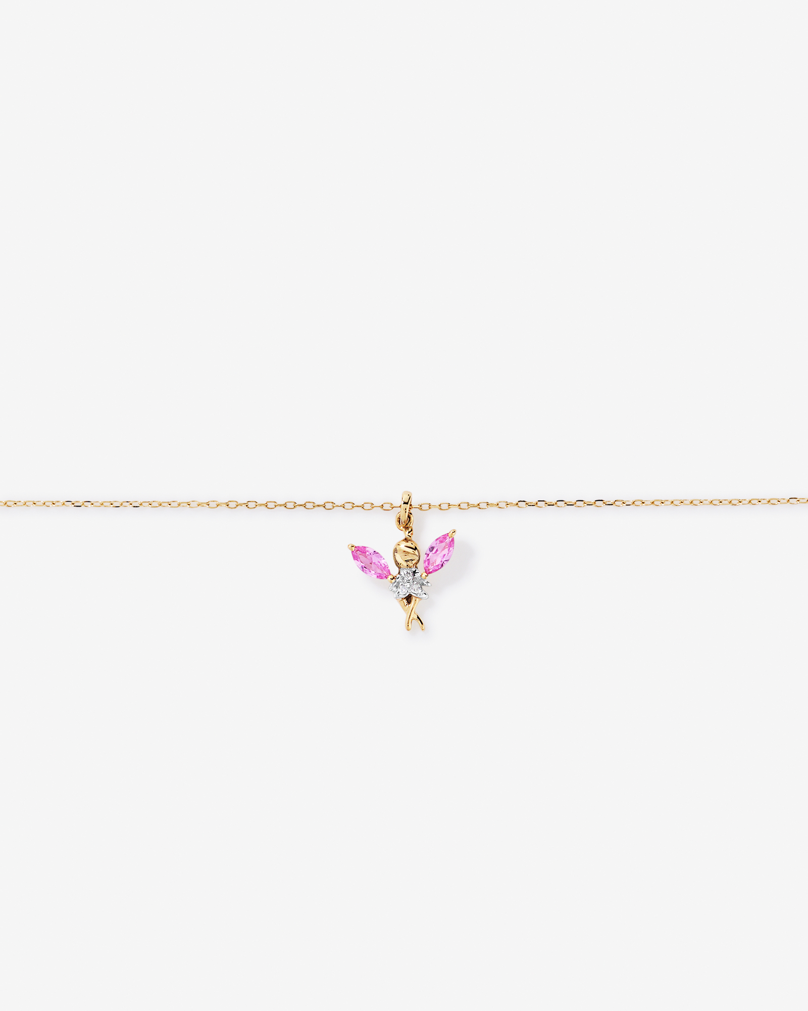 Children's Fairy Pendant with Pink Cubic Zirconia in 10kt Yellow Gold
