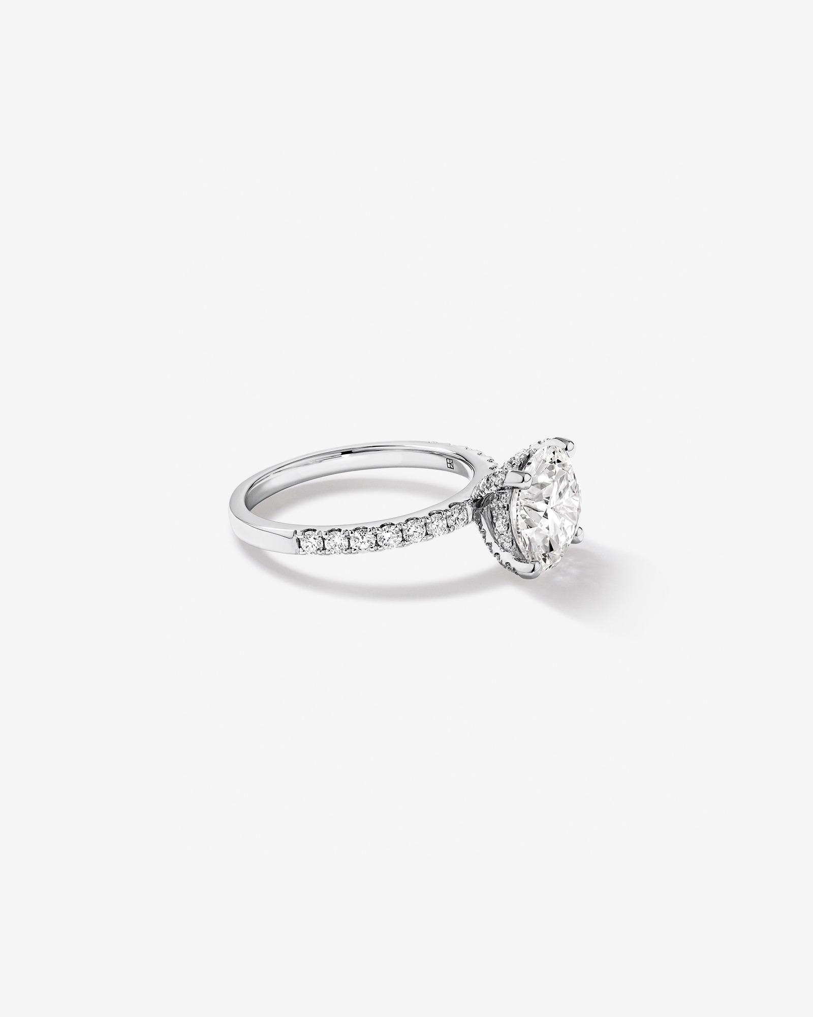 Bague de fiançailles en or blanc 18 carats avec diamant rond brillant de 3,50 carats cultivé en laboratoire