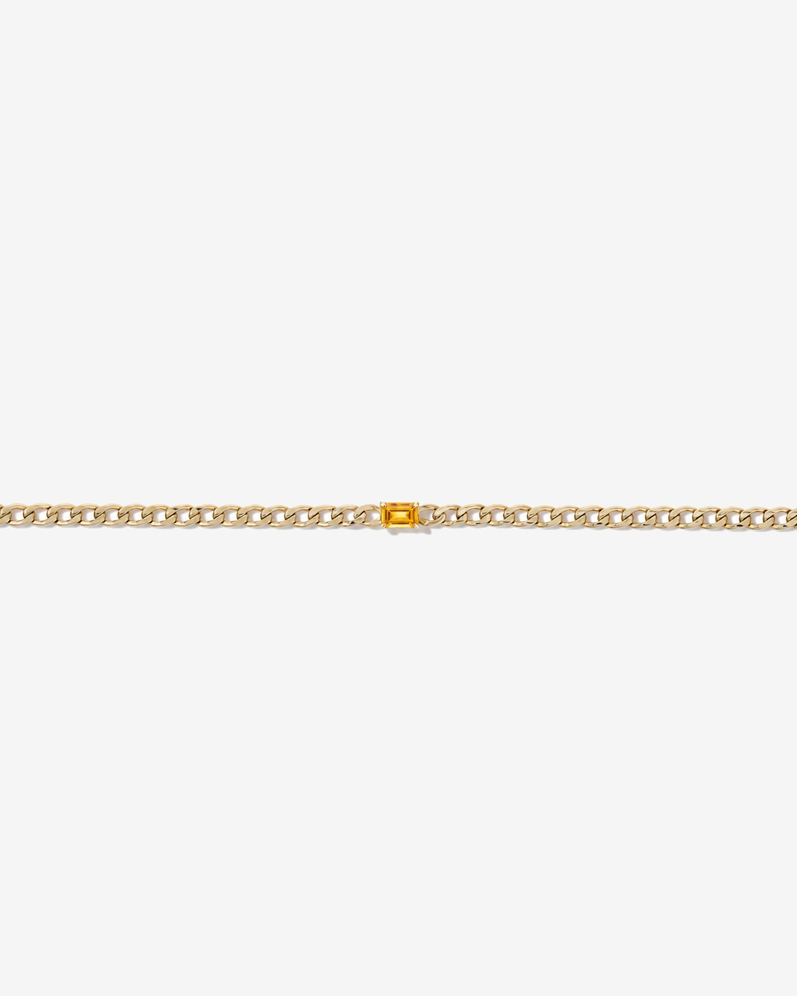 Bracelet à maillons gourmette en or jaune 10 carats avec citrine