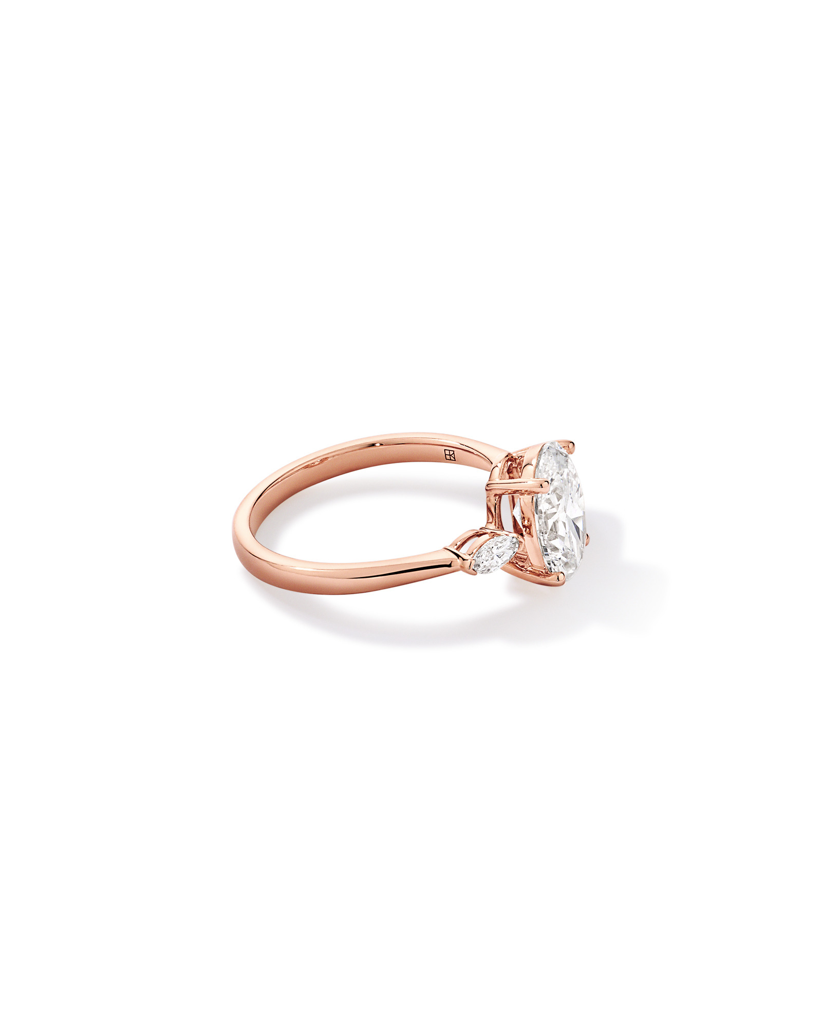 2.18 Carat TW Laboratory-Grown Diamond Oval and Marquise Three-Stone Ring 14kt Rose Gold