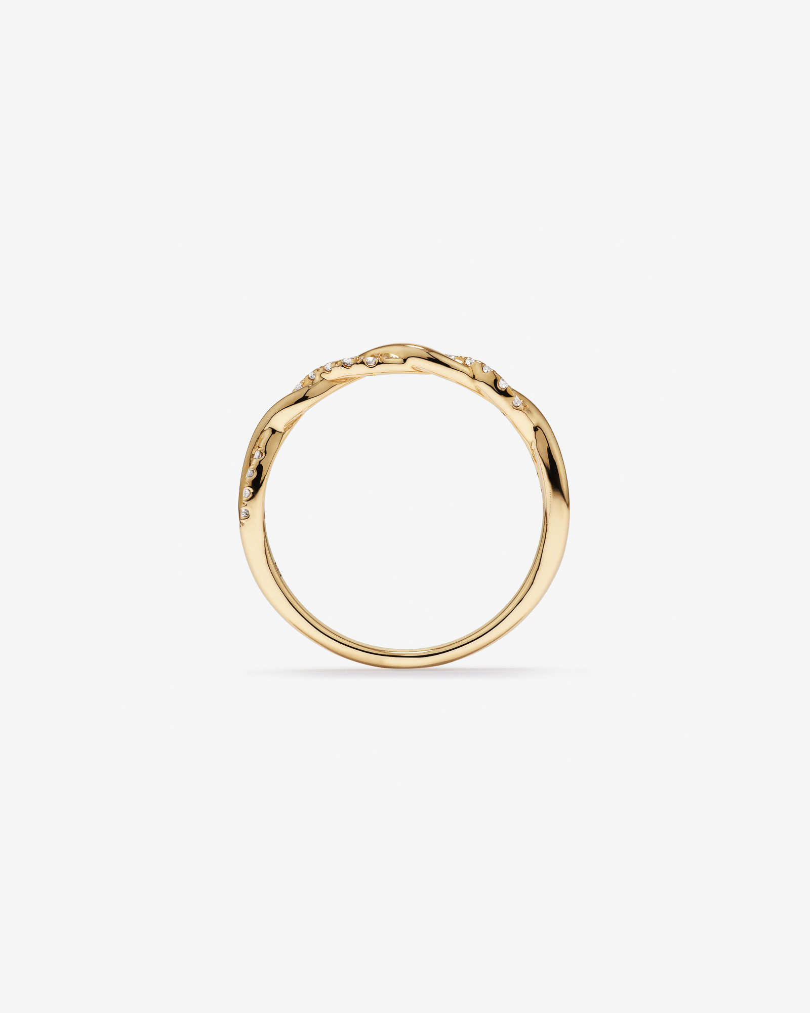 Alliance torsadée en or jaune 14 carats avec diamant de 0,11 carat