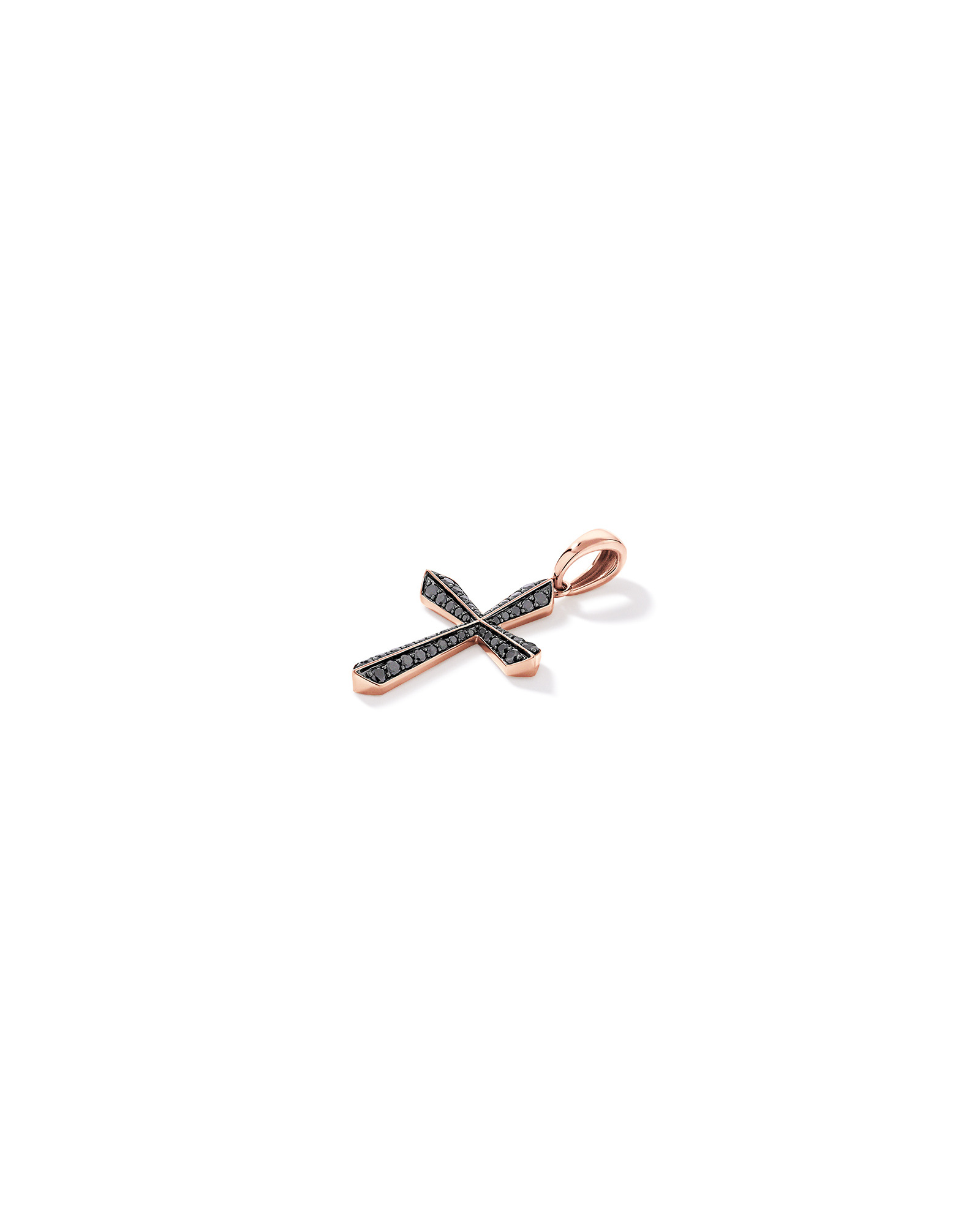 0.88 Carat TW Black Diamond Cross Pendant in 10kt Rose Gold