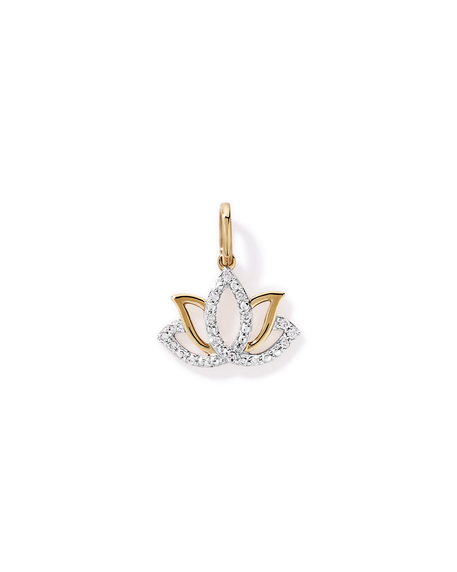 Diamond Lotus Pendant in 10kt Yellow Gold