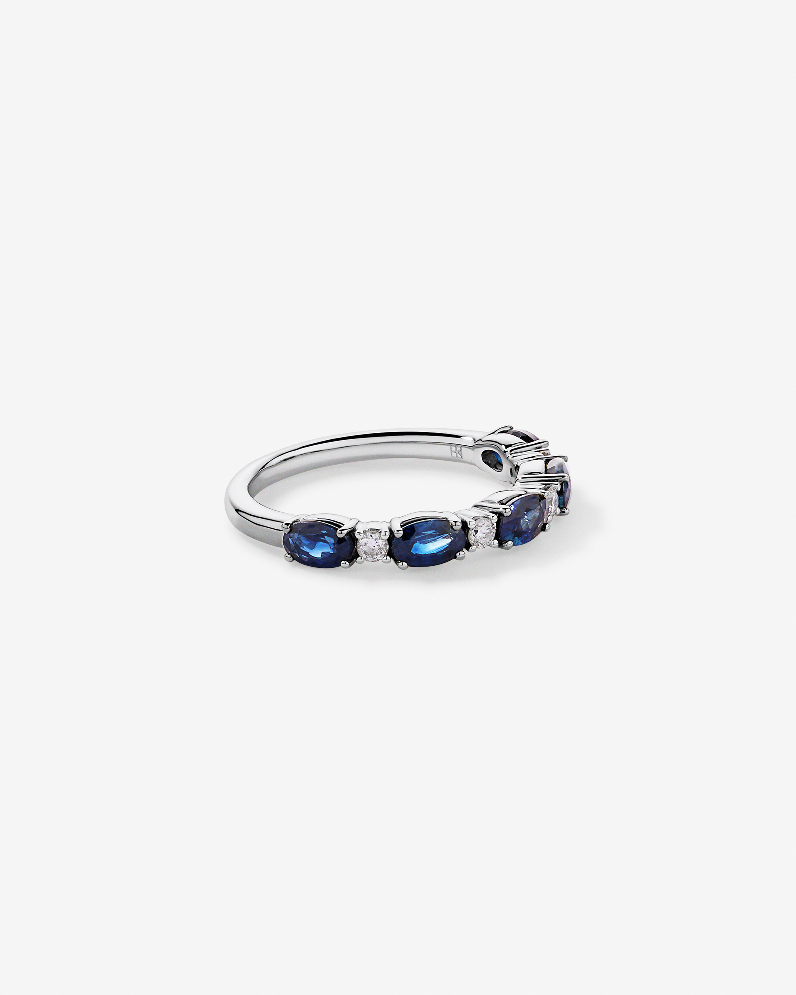 Australian Sapphire & 0.12 Carat TW Diamond Alternating Ring 10kt Gold