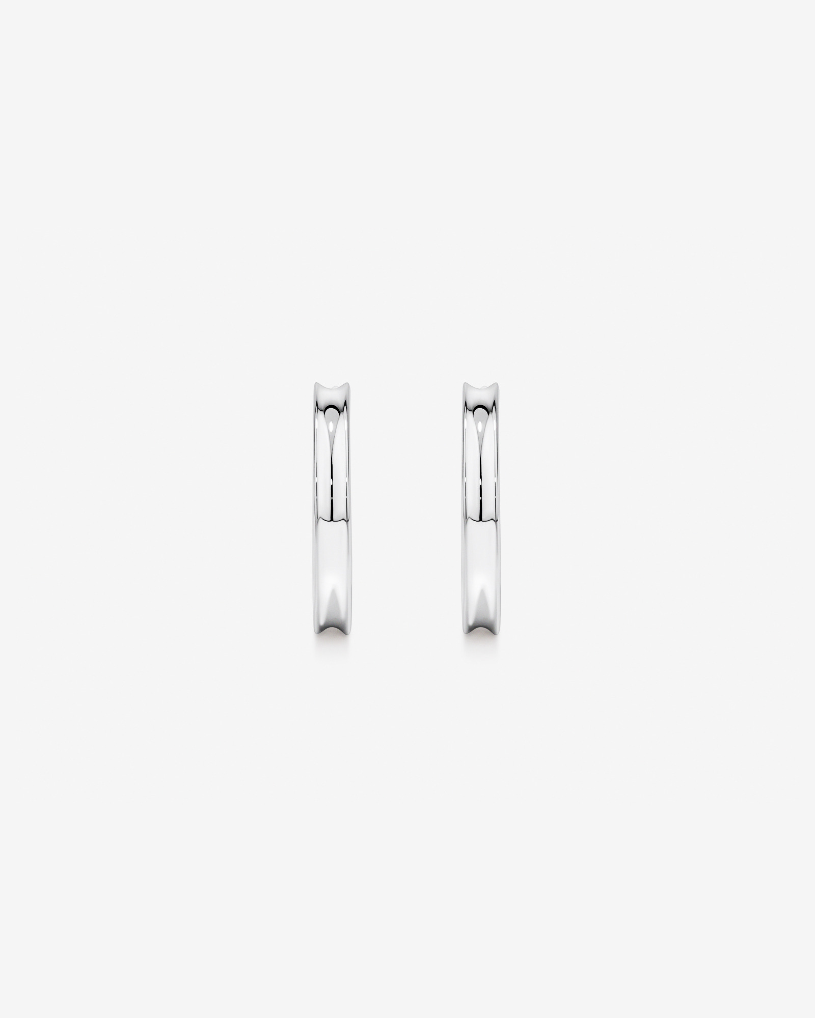 Flared Narrow Half Hoop Stud Earrings in Sterling Silver