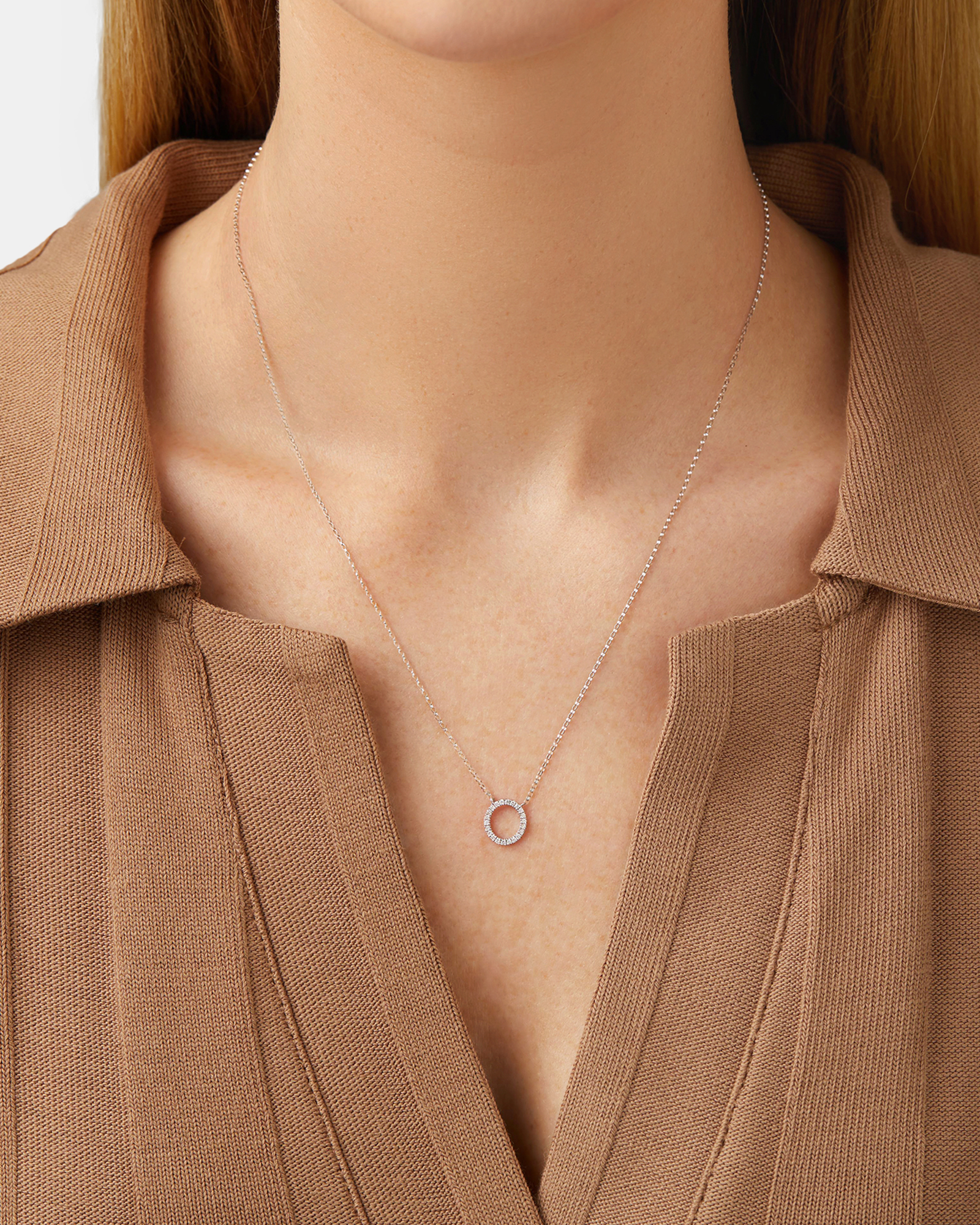 O Initial Necklace with 0.10 Carat TW of Diamonds in 10kt White Gold