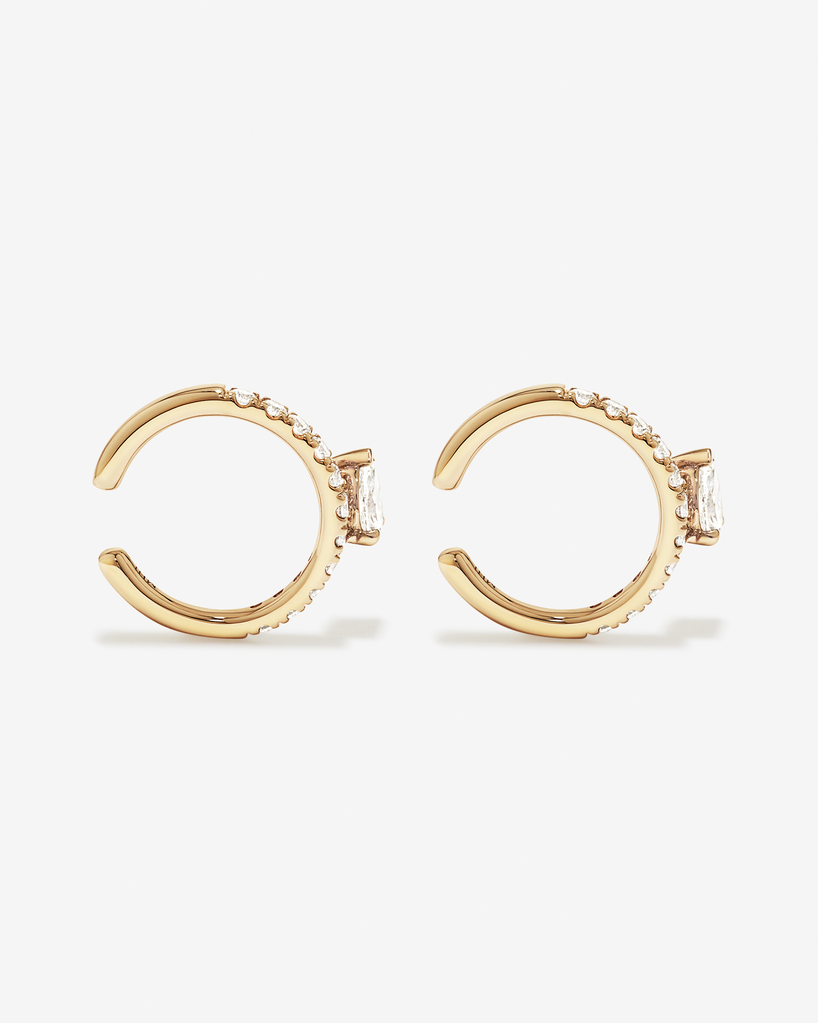 Conque d’oreille diamantée TW de 0,19 carat cultivée en laboratoire en or jaune 10 kt