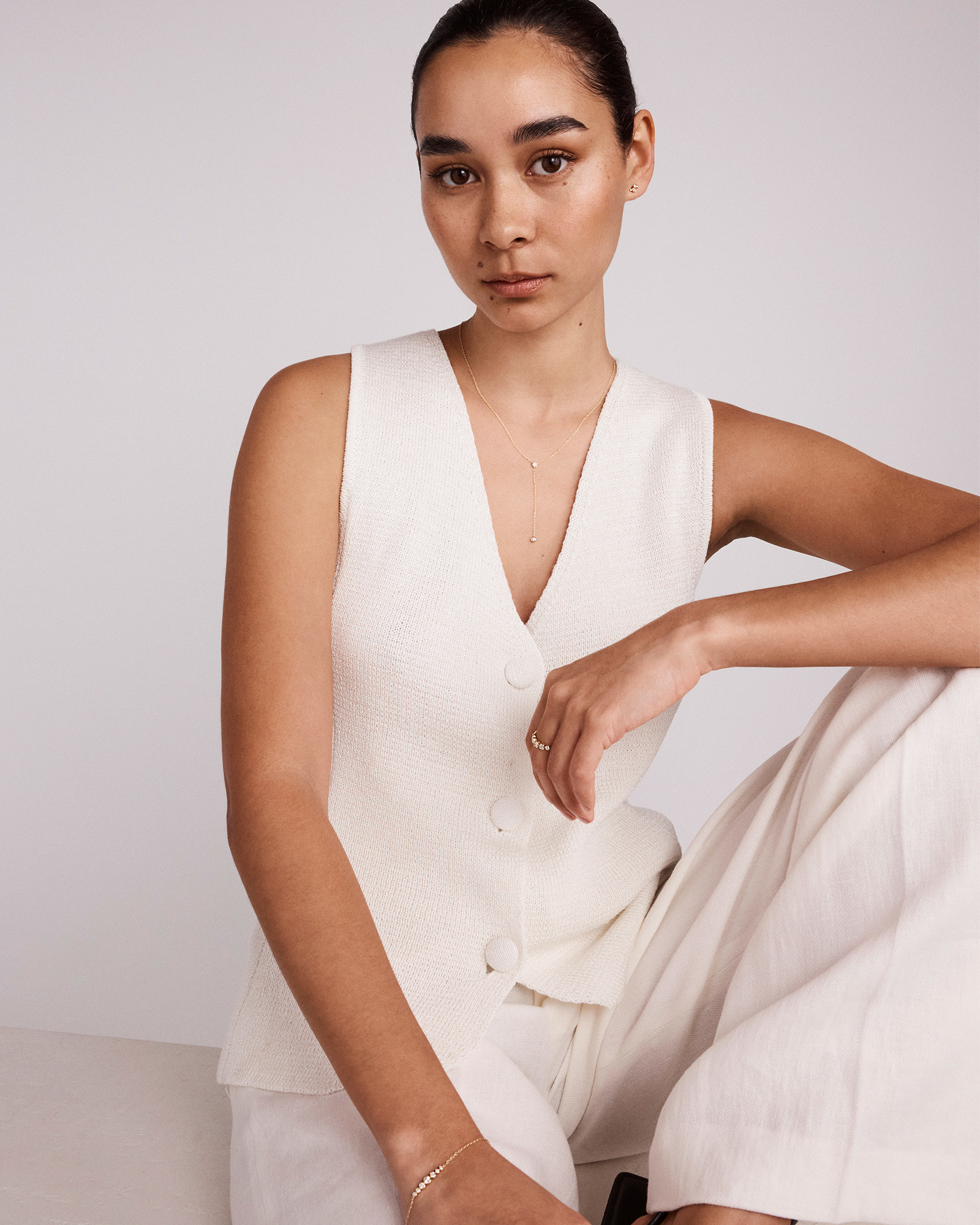 Collier Lariat rond TW en or jaune 10 carats en or jaune 10 carats