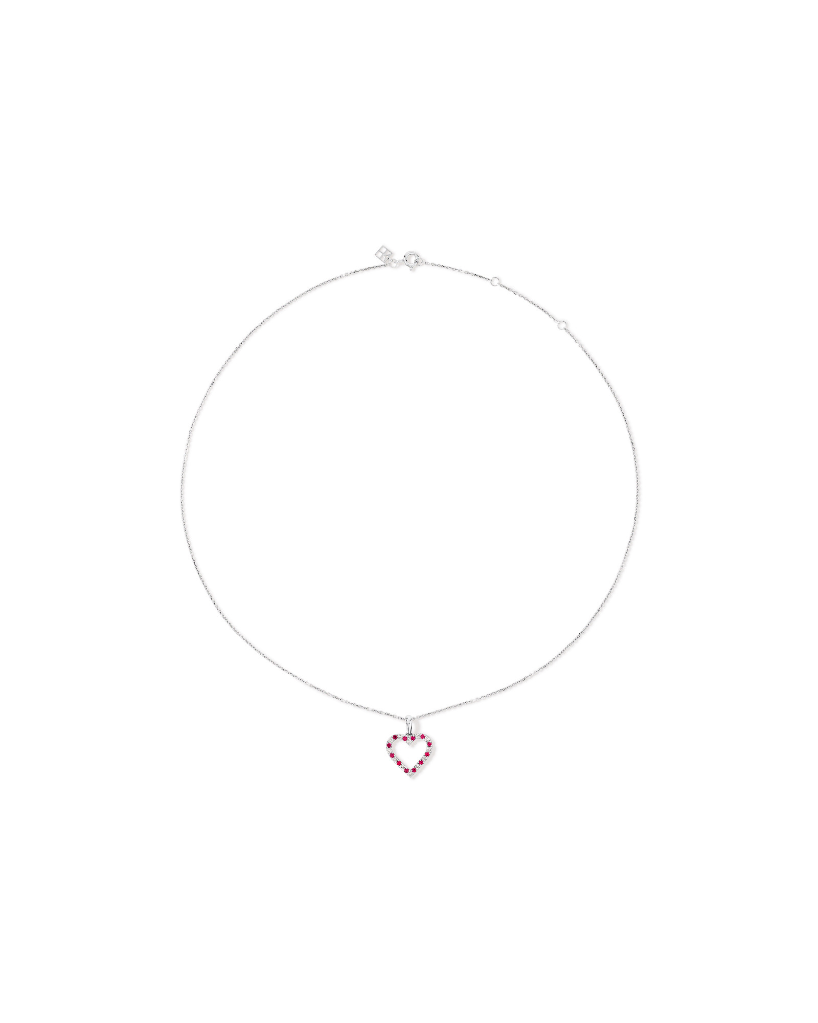 Heart Necklace with Created Ruby & 0.16 Carat TW of Diamonds in Sterling Silver