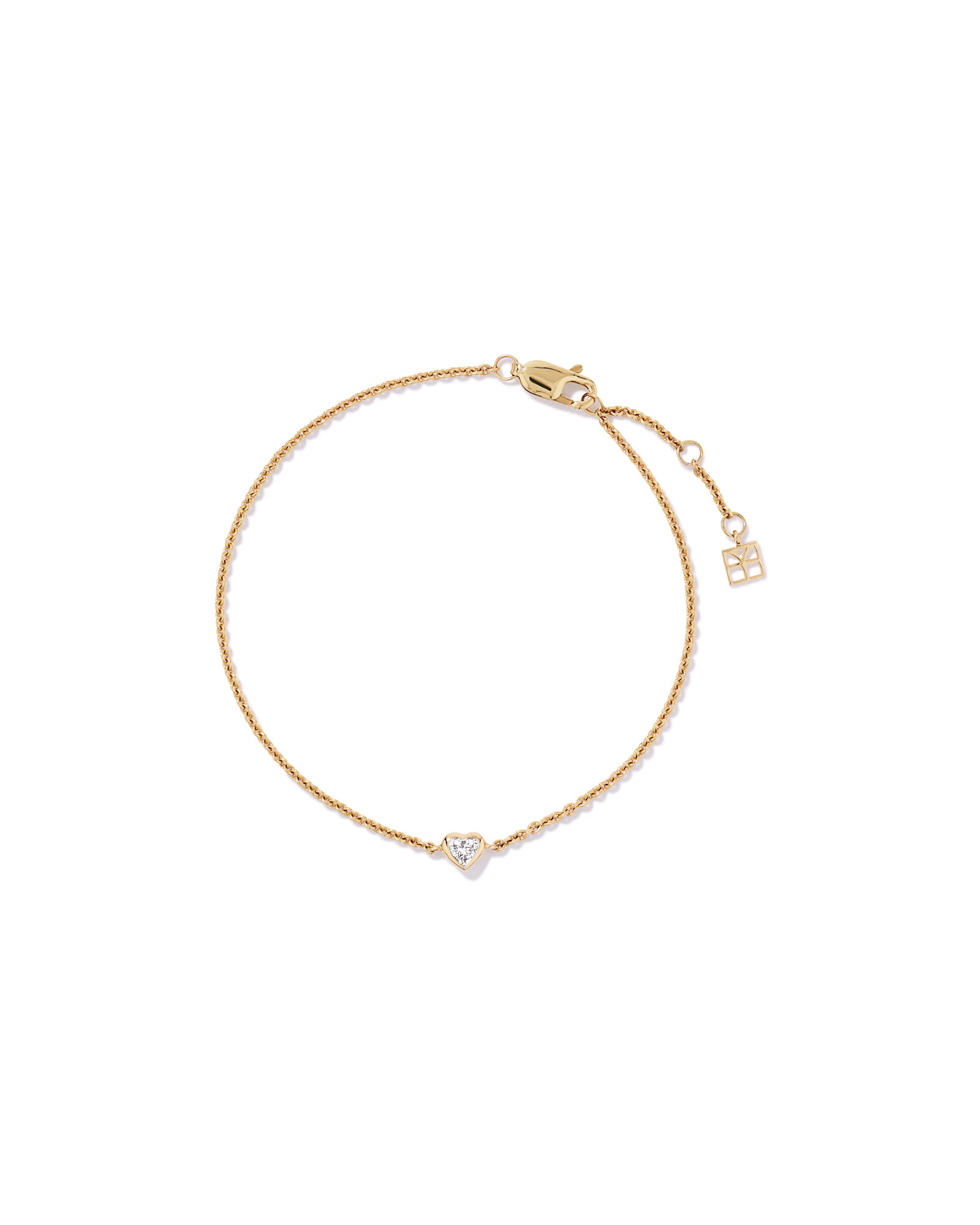 Bracelet en forme de cœur en diamant cultivé en laboratoire de 0,13 carat TW en or jaune 10 carats