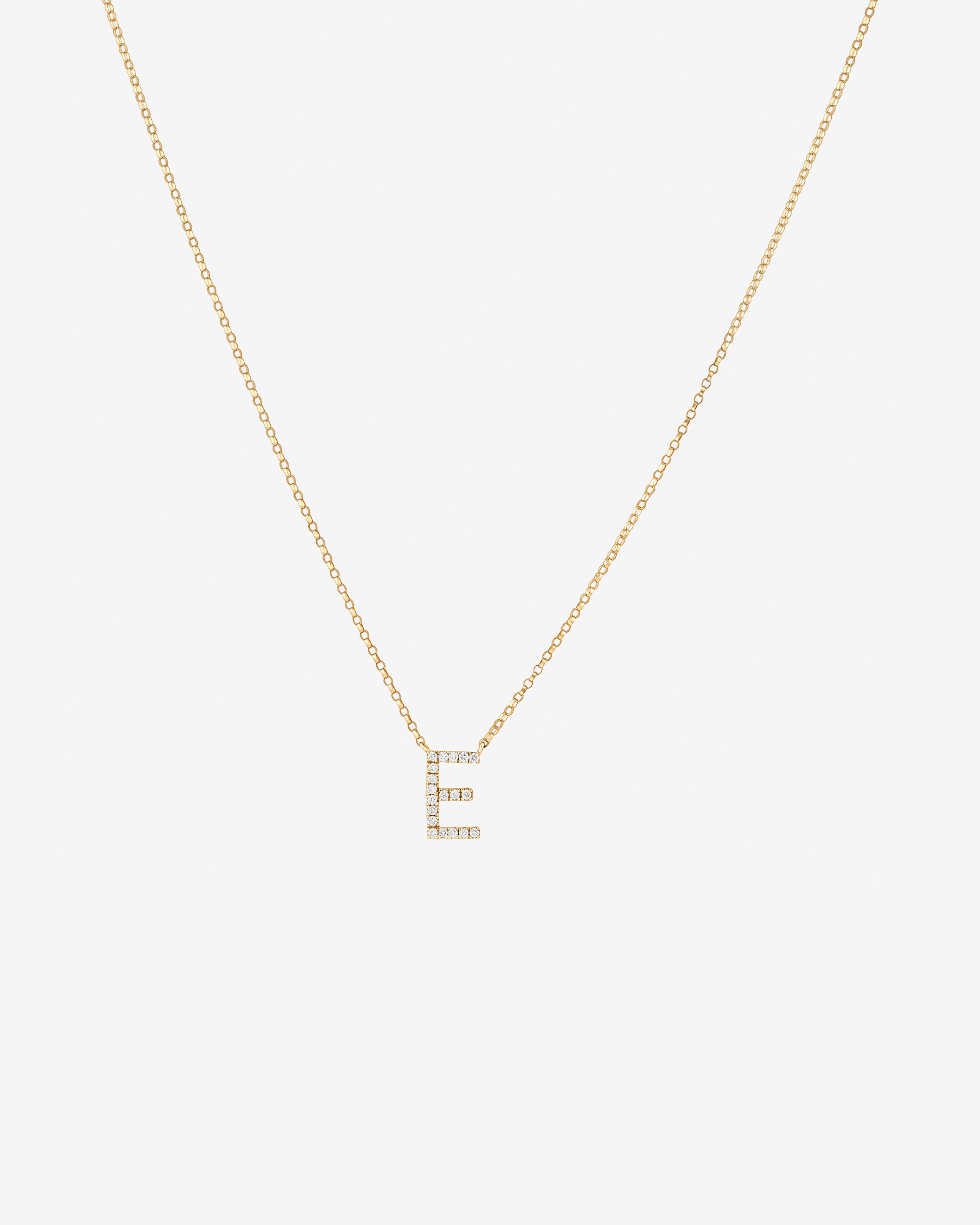 Collier à initiale « E » en or jaune 10 K à diamants totalisant 0,10 ct