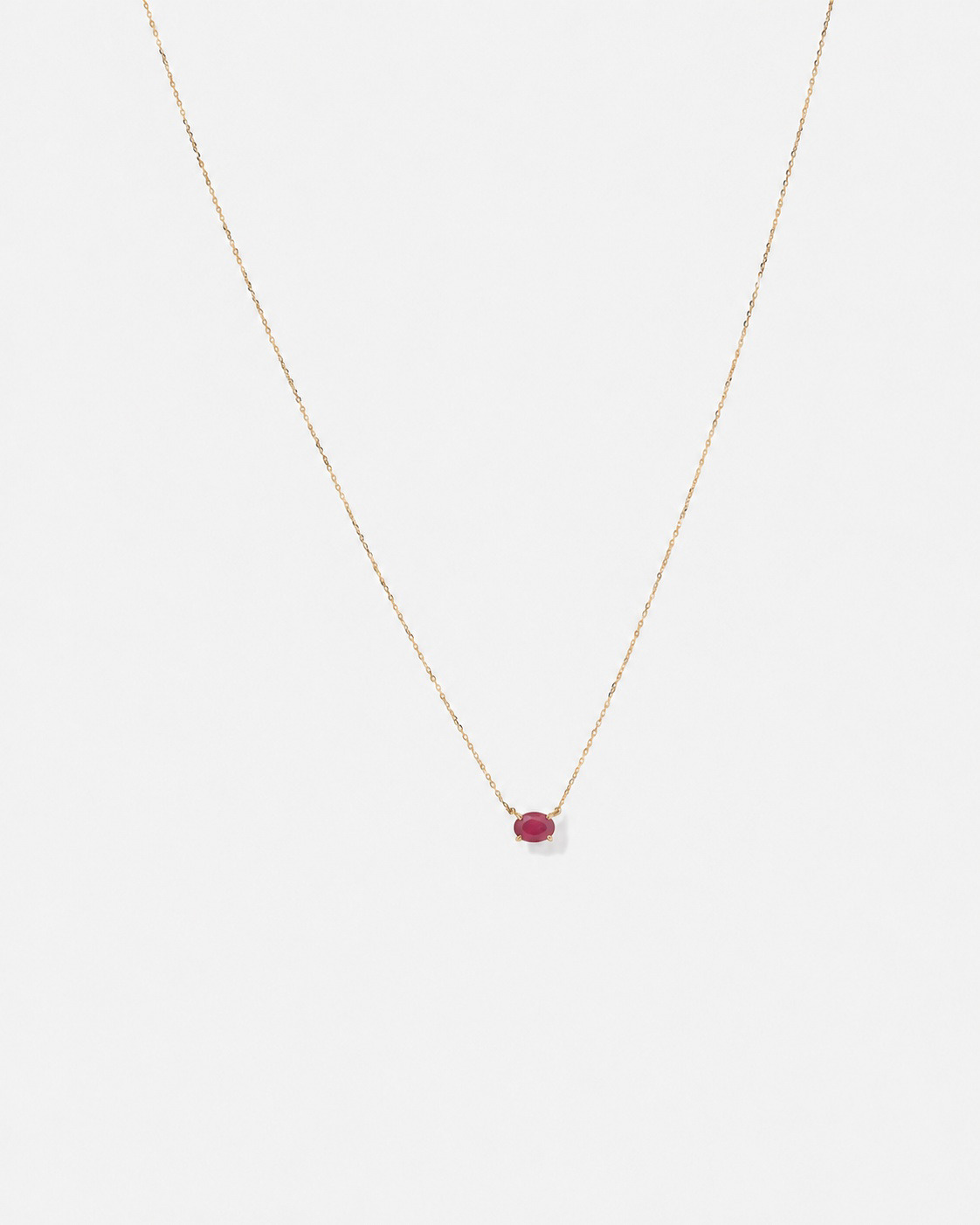 Oval East-West Ruby Necklace in 10kt Yellow Gold