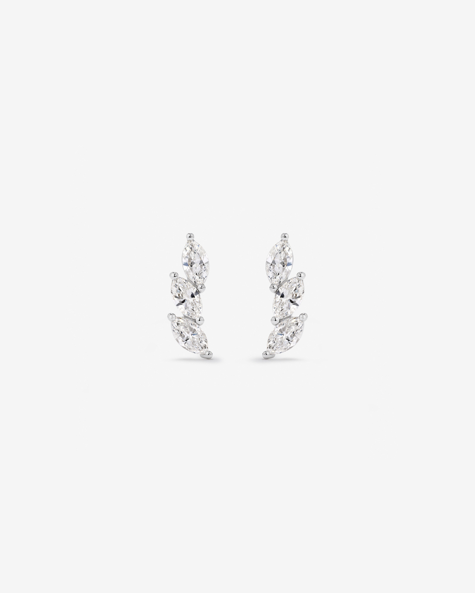 0.96 Carat TW Floret Laboratory-Grown Diamond Climber Earrings in 10kt White Gold