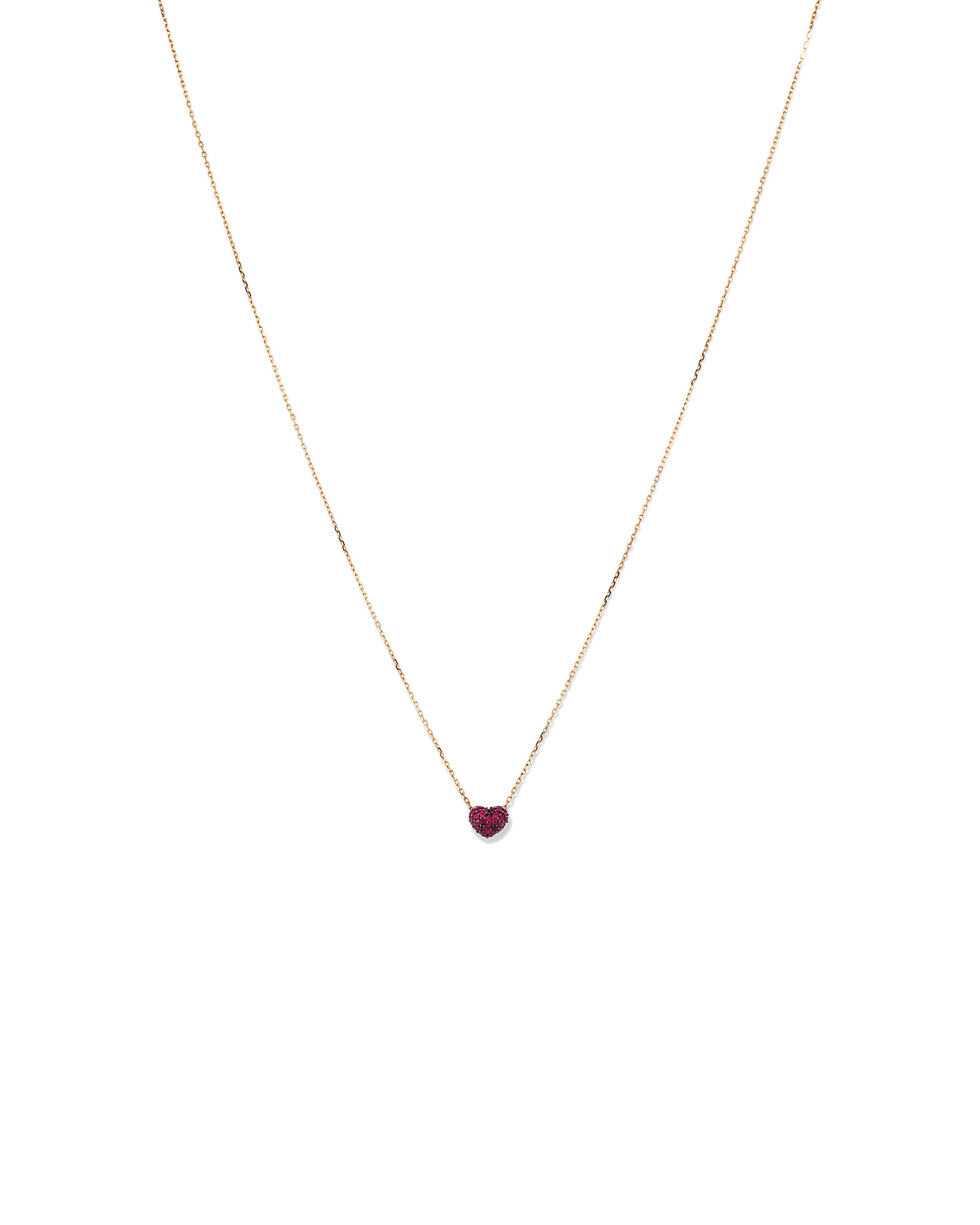 Ruby Pave Heart Pendant in 10kt Yellow Gold