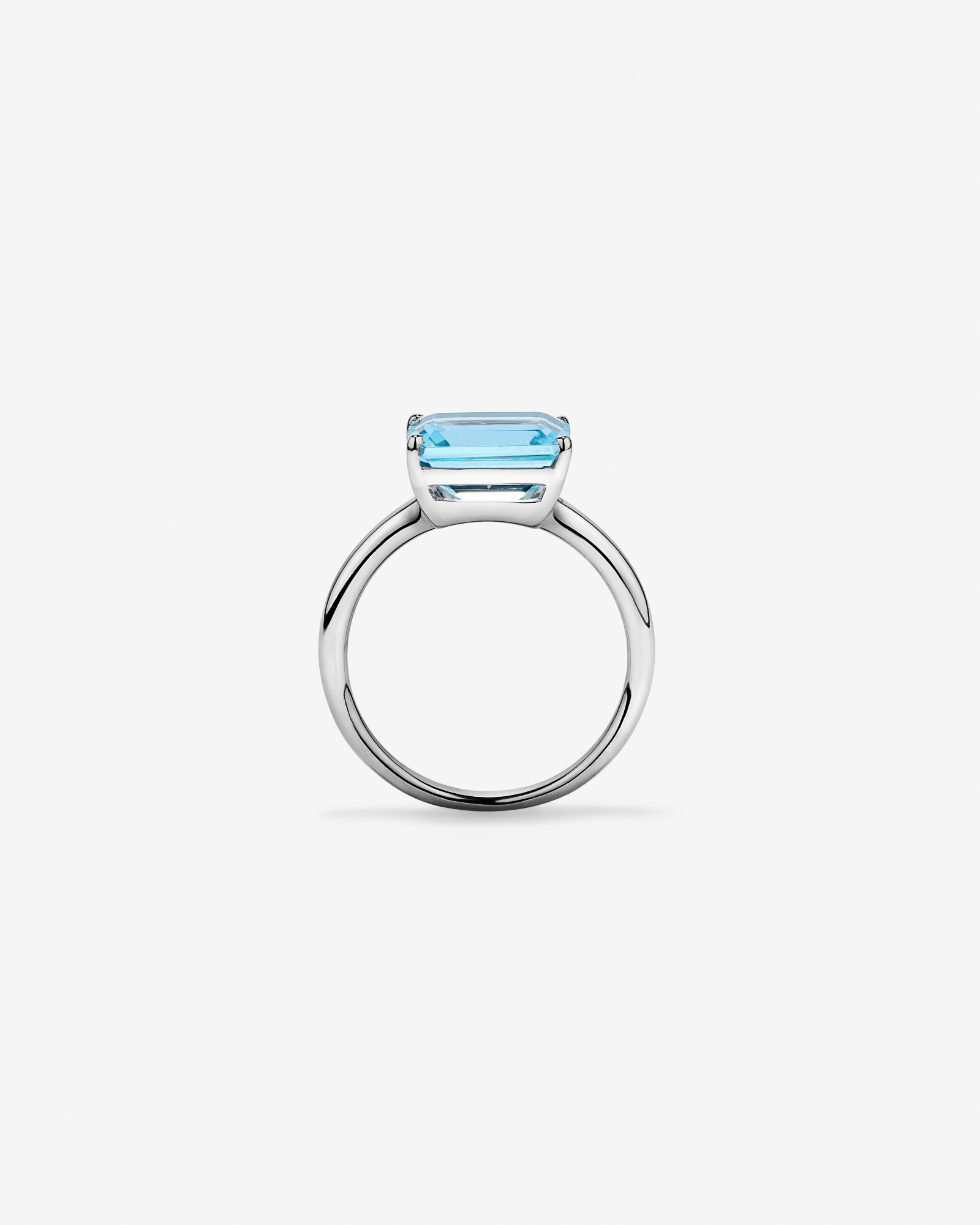 Emerald Cut Sky Blue Topaz East-to-West Set Ring Sterling Silver
