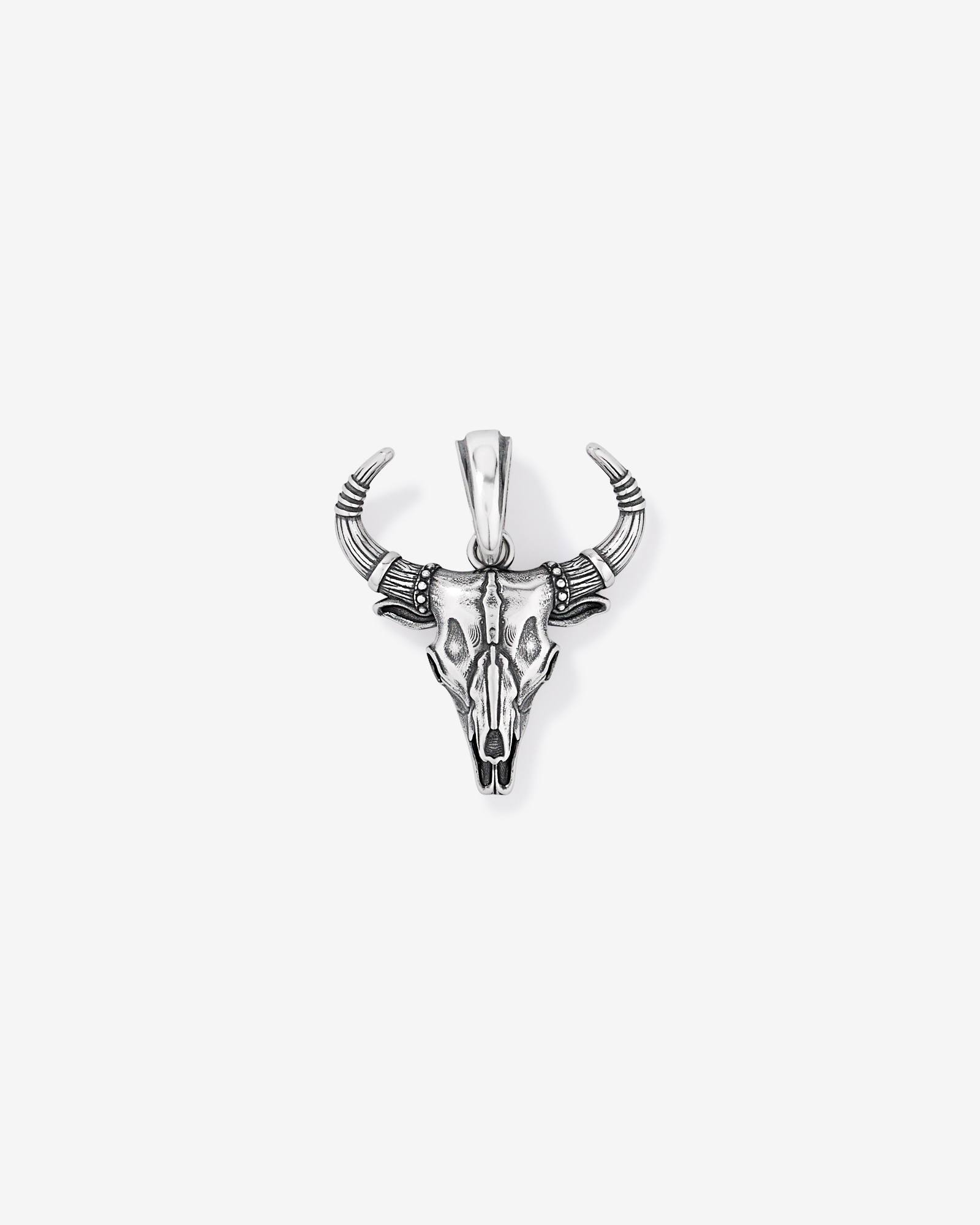 Bull Skull Pendant in Sterling Silver