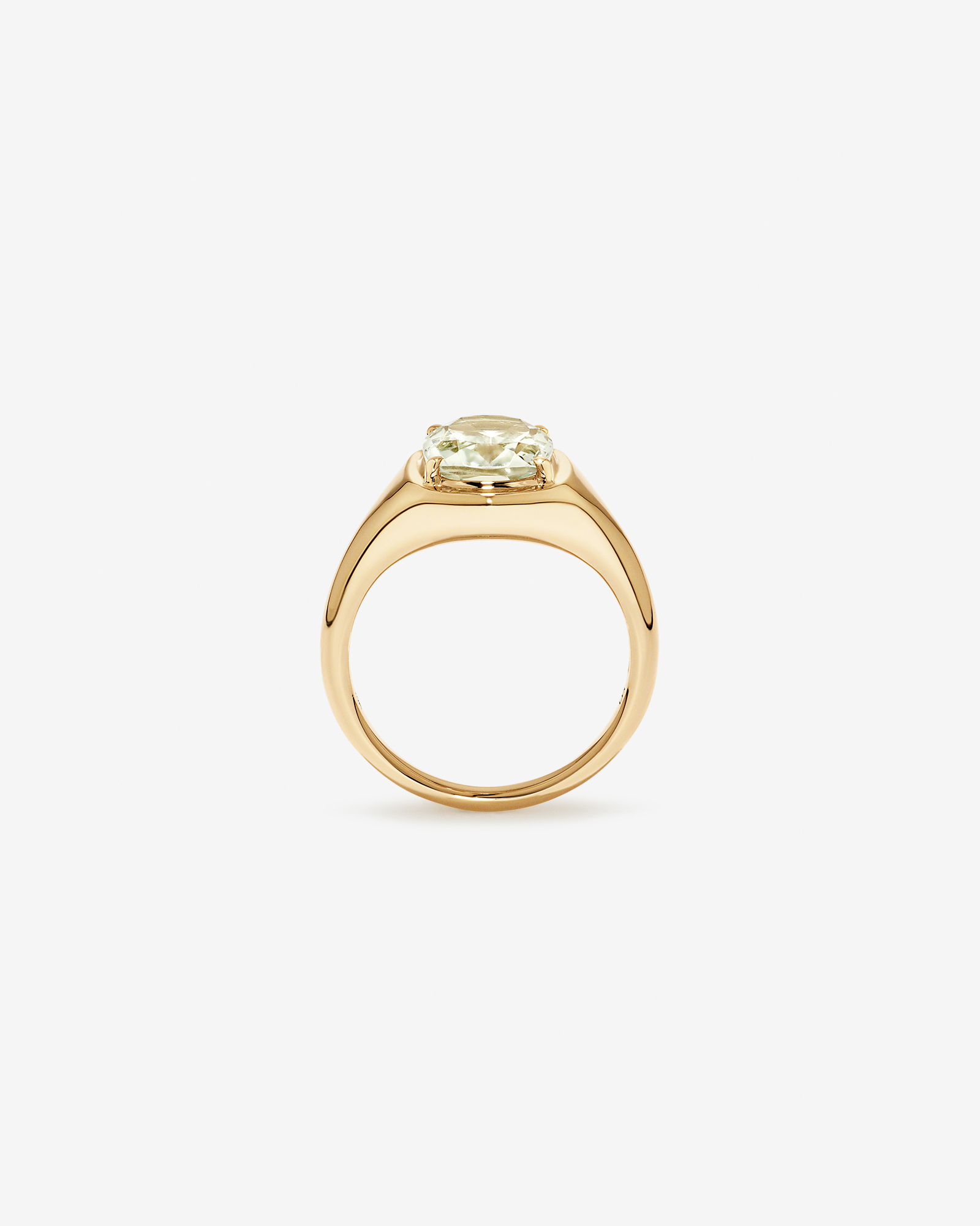 Elongated Cushion Cut Green Amethyst Ring 10kt Gold