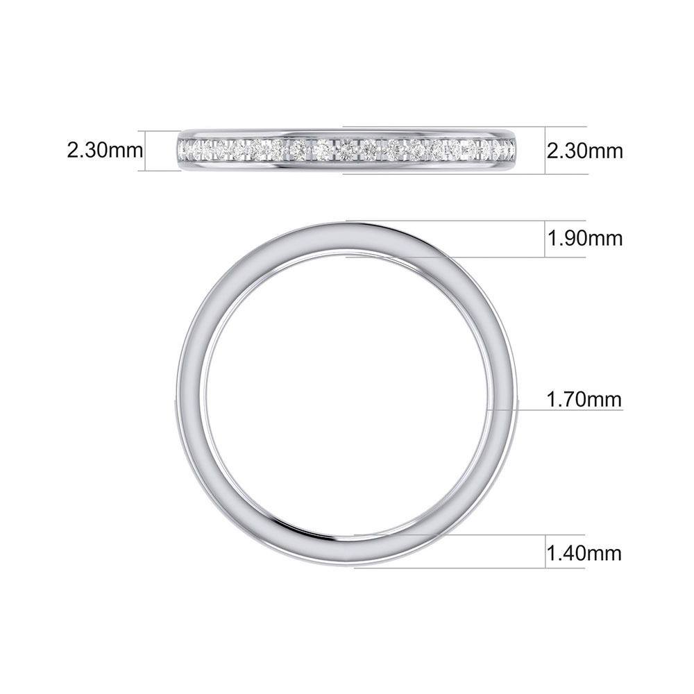 Alliance en or blanc 14 K avec diamants totalisant 0,20 ct