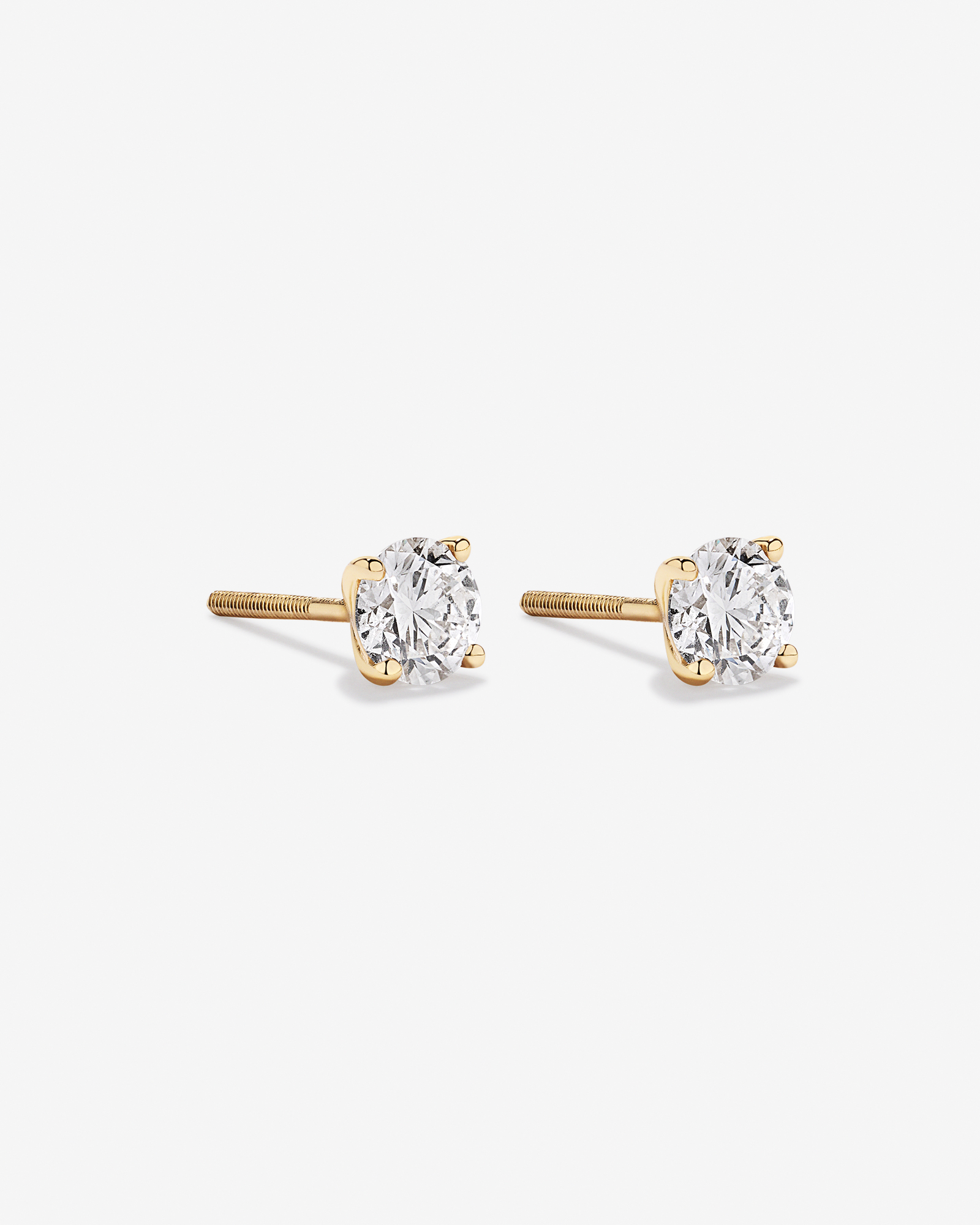 1.00TW Lab Diamond Solitaire Stud Earrings in 10kt Gold