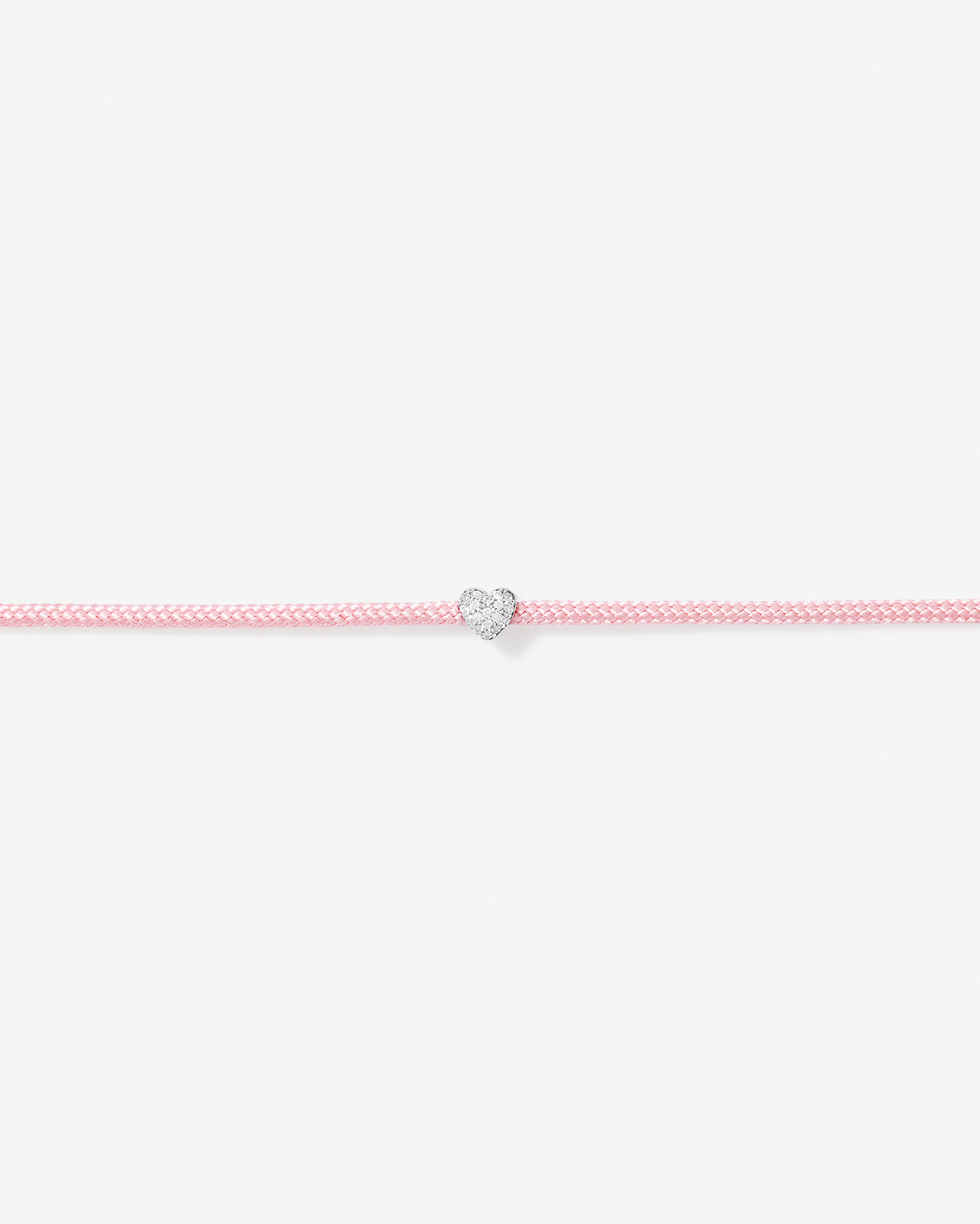 Pavé Cubic Zirconia Heart Cord Bracelet in Pastel Pink