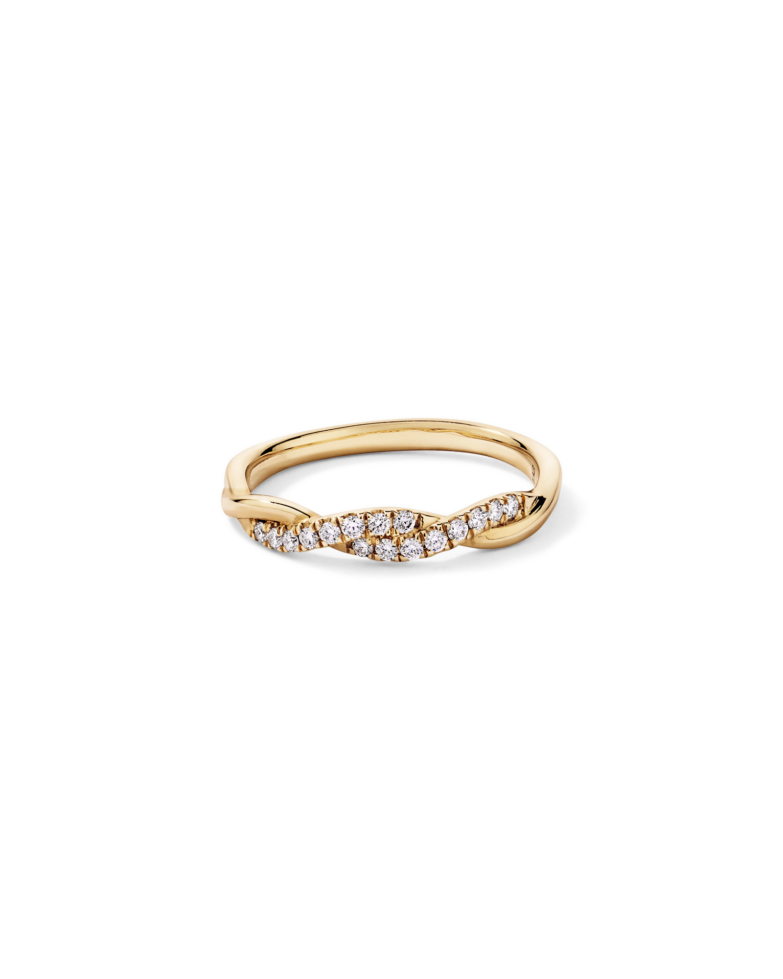 0.16TW Round Brilliant Laboratory-Grown Diamond Twist Wedding Ring 14kt Yellow Gold