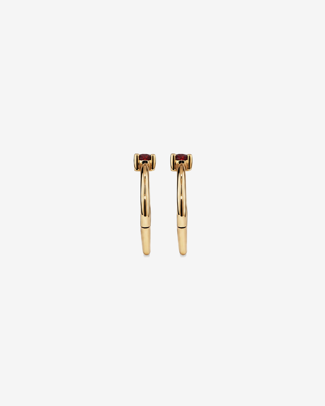 10mm Garnet Accent Sleepers in 10kt Yellow Gold