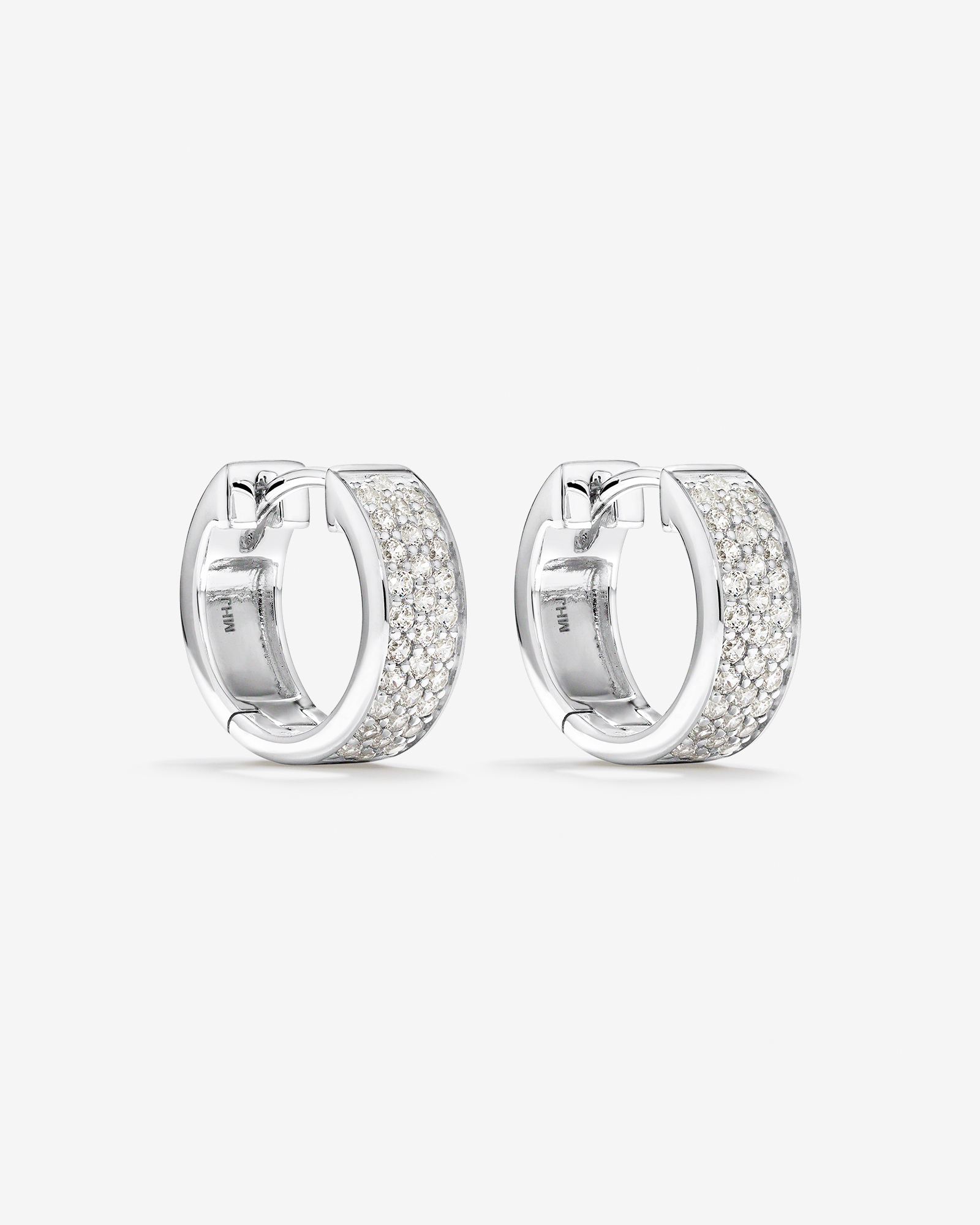Reversible Huggie Earrings With Cubic Zirconia In Sterling Silver