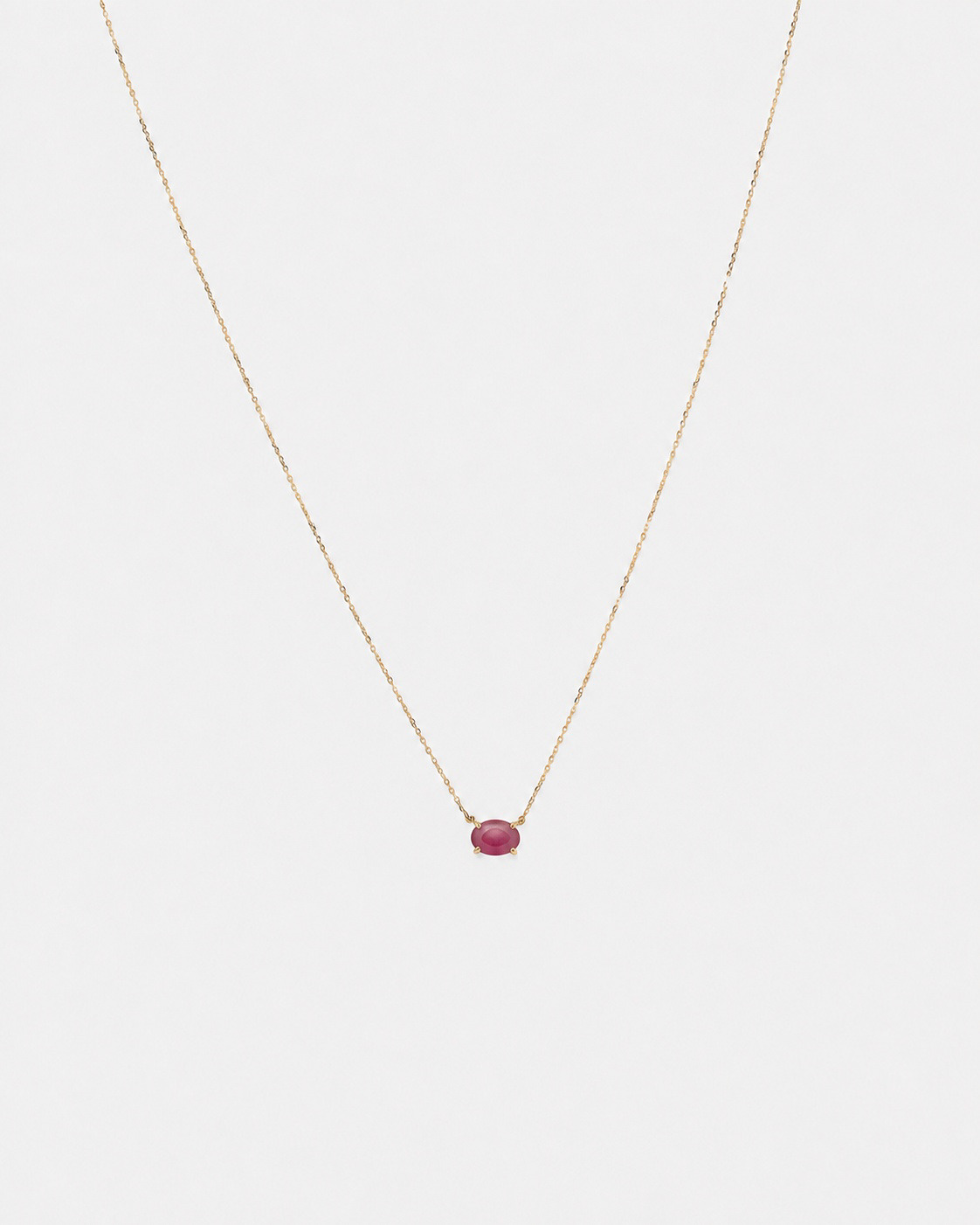 Oval East-West Ruby Necklace in 10kt Yellow Gold