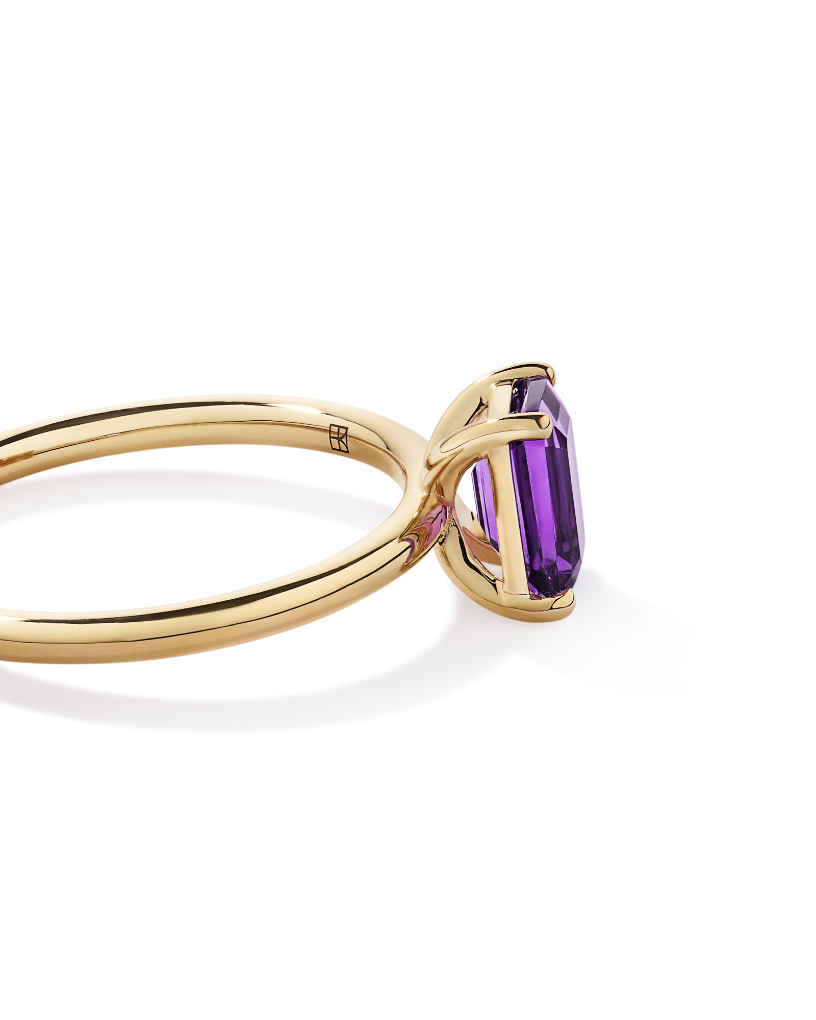 Emerald Cut Amethyst Gemstone Ring 10kt Yellow Gold