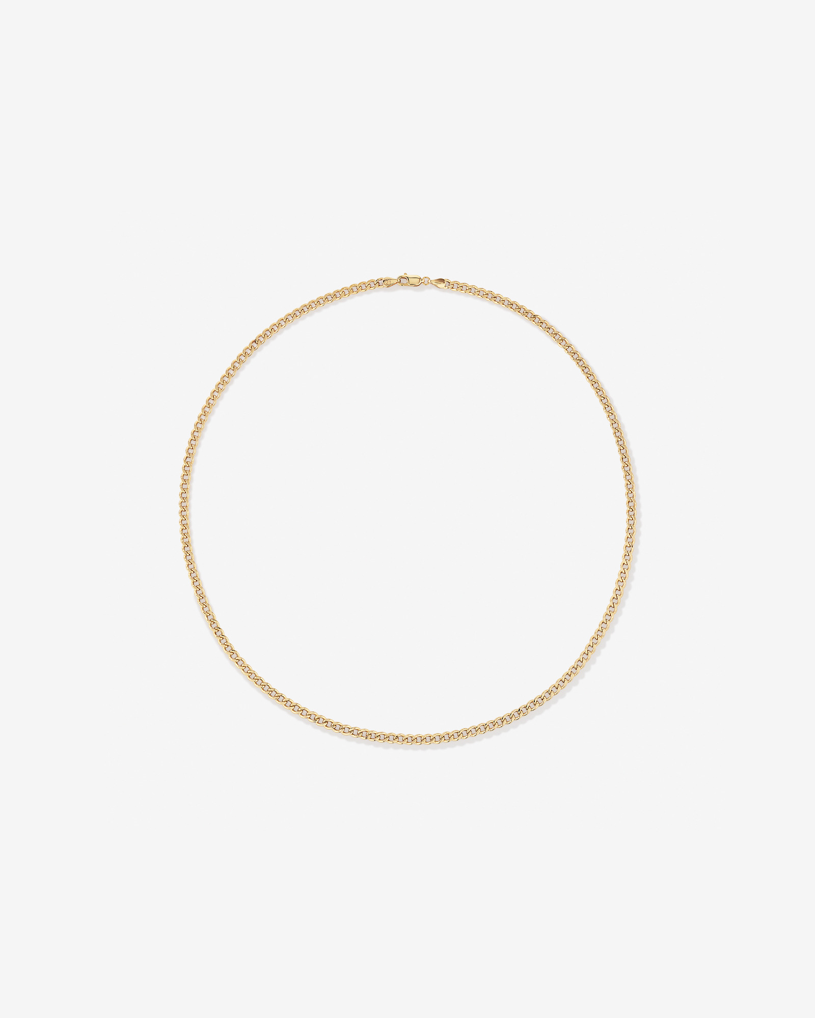 50cm (20") 3.75mm Width Semi Solid Diamond Cut Curb Chain in 10kt Yellow Gold