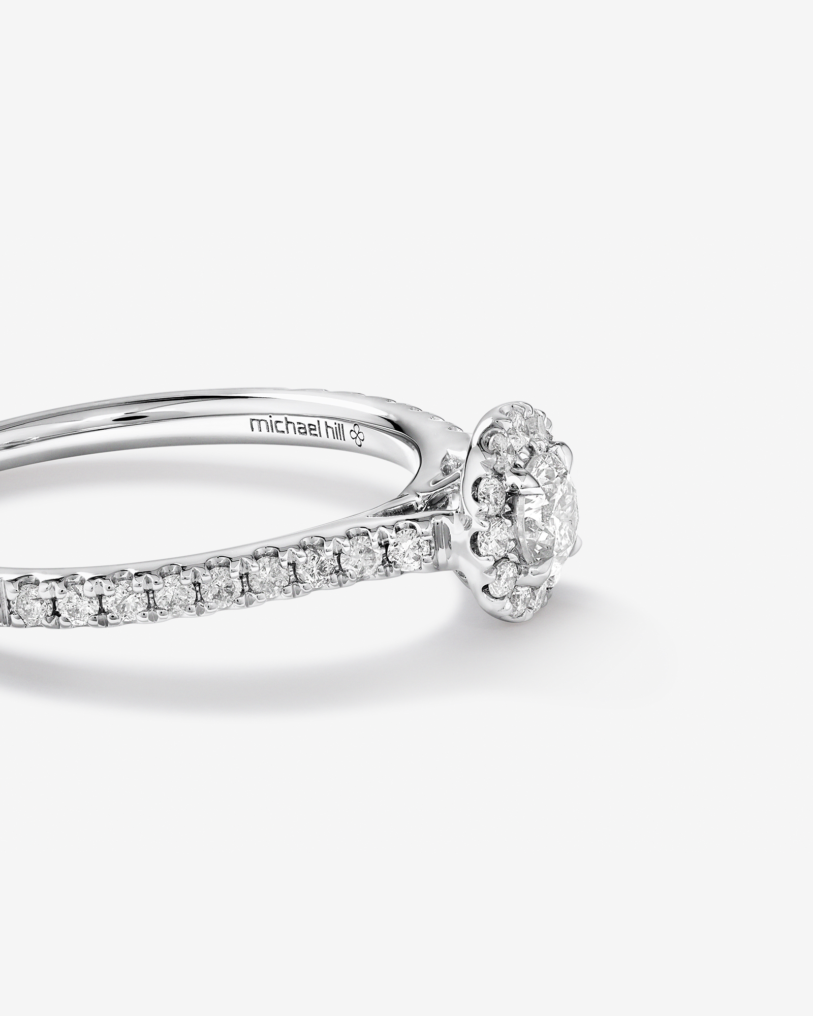 Round Brilliant Halo Ring with 0.50 Carat TW of Diamonds in 14kt White Gold
