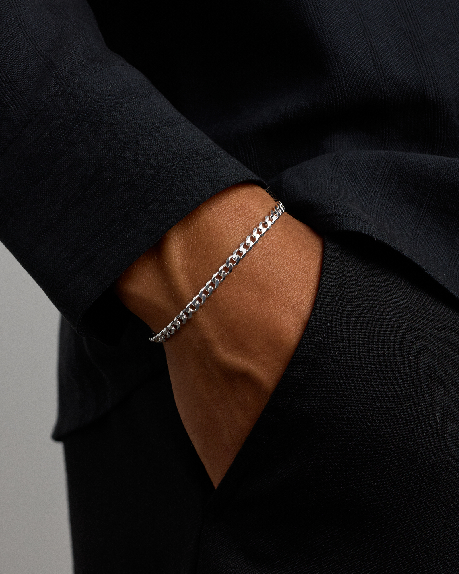 19cm (7”) 4.3mm Width Curb Bracelet in Sterling Silver