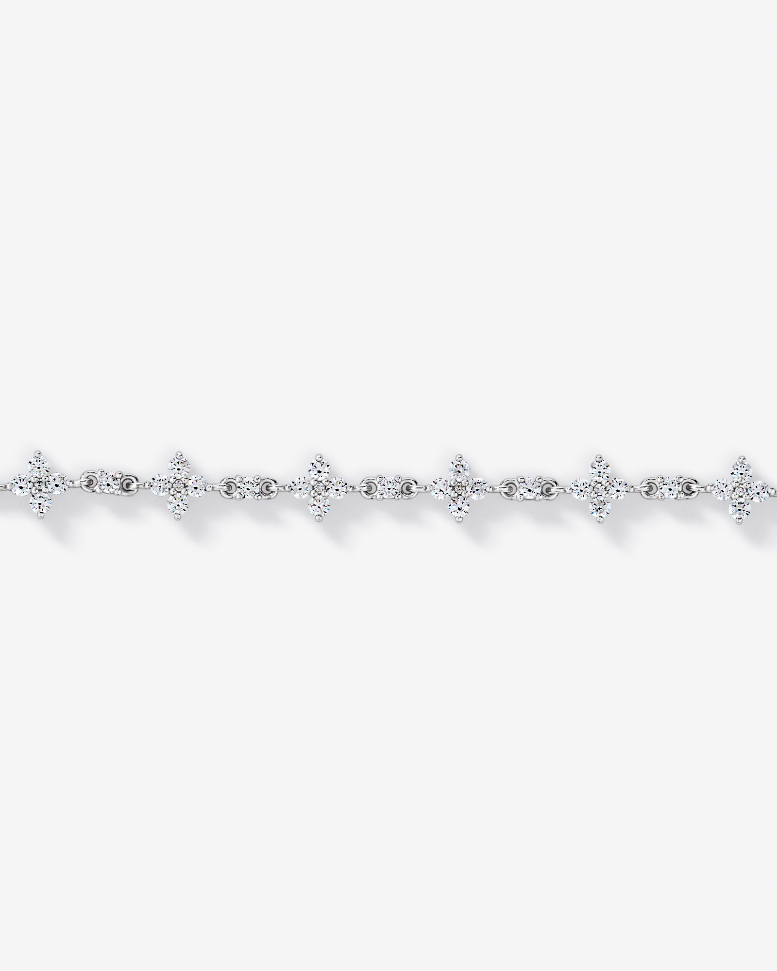Cubic Zirconia Floral Station Bracelet in Sterling Silver