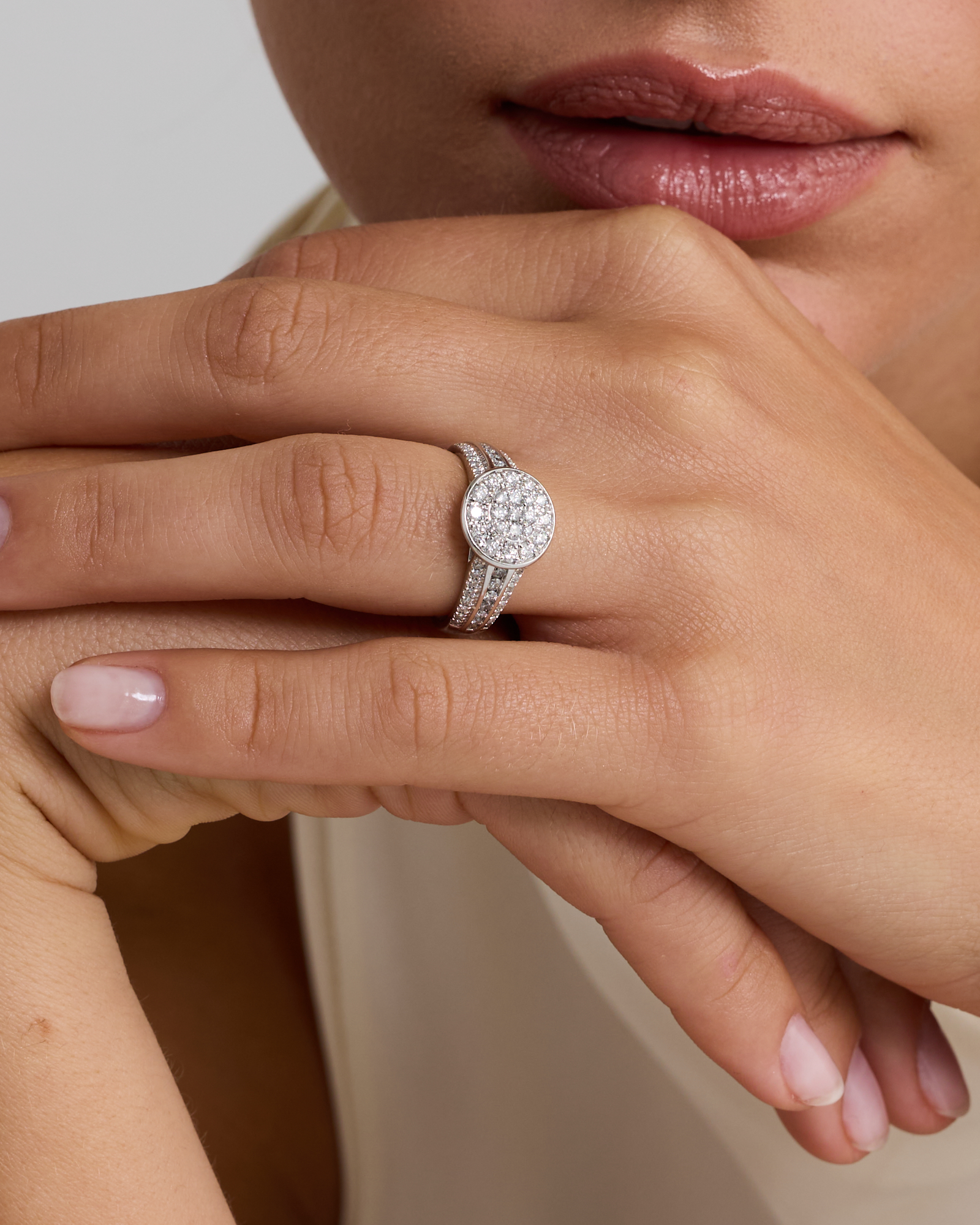 Carat TW Round Diamond Cluster Ring Sterling Silver